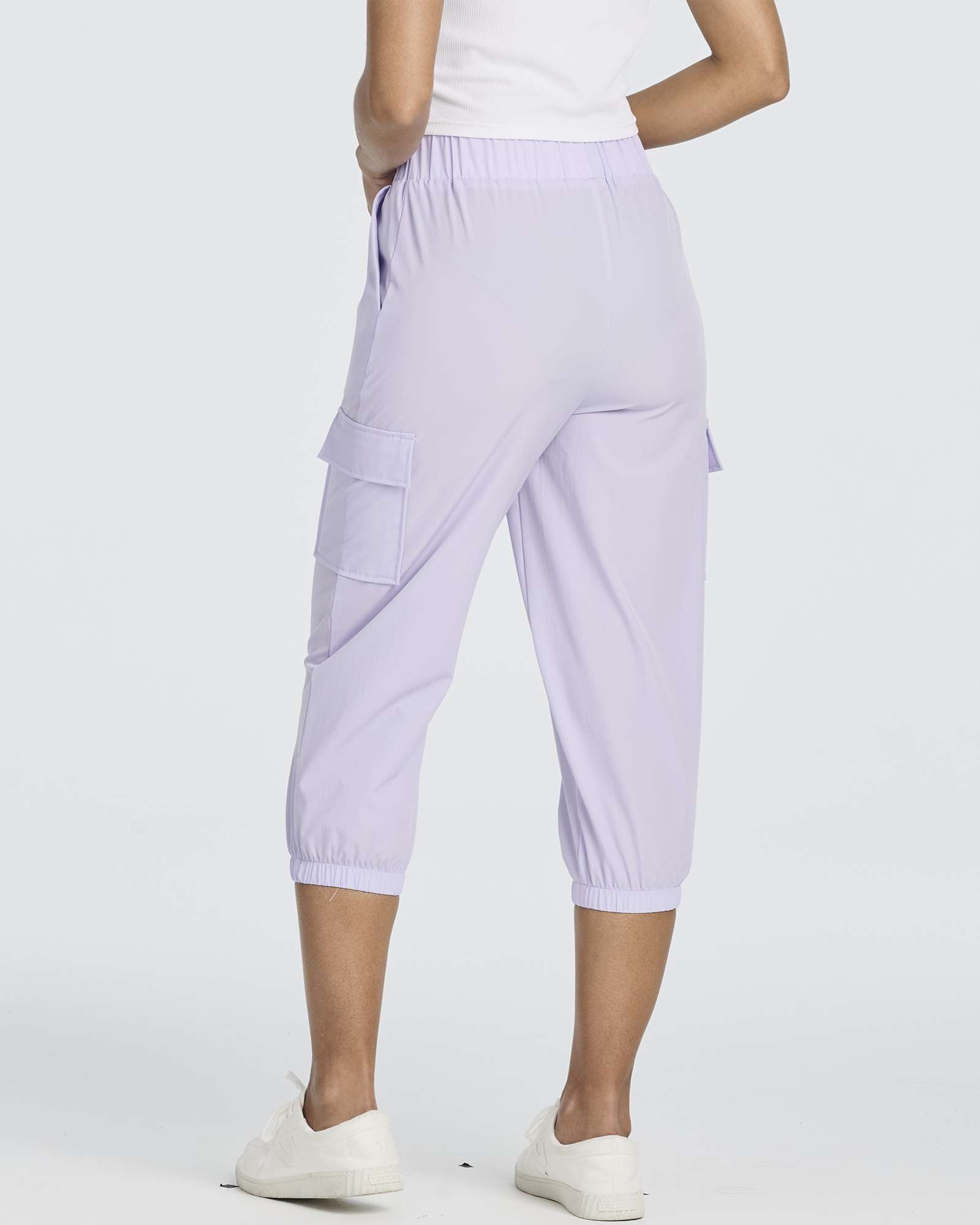 3 Pack: Women's Woven Cargo Capri Jogger Pants