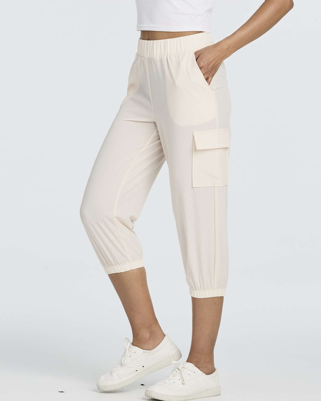 3 Pack: Women's Woven Cargo Capri Jogger Pants