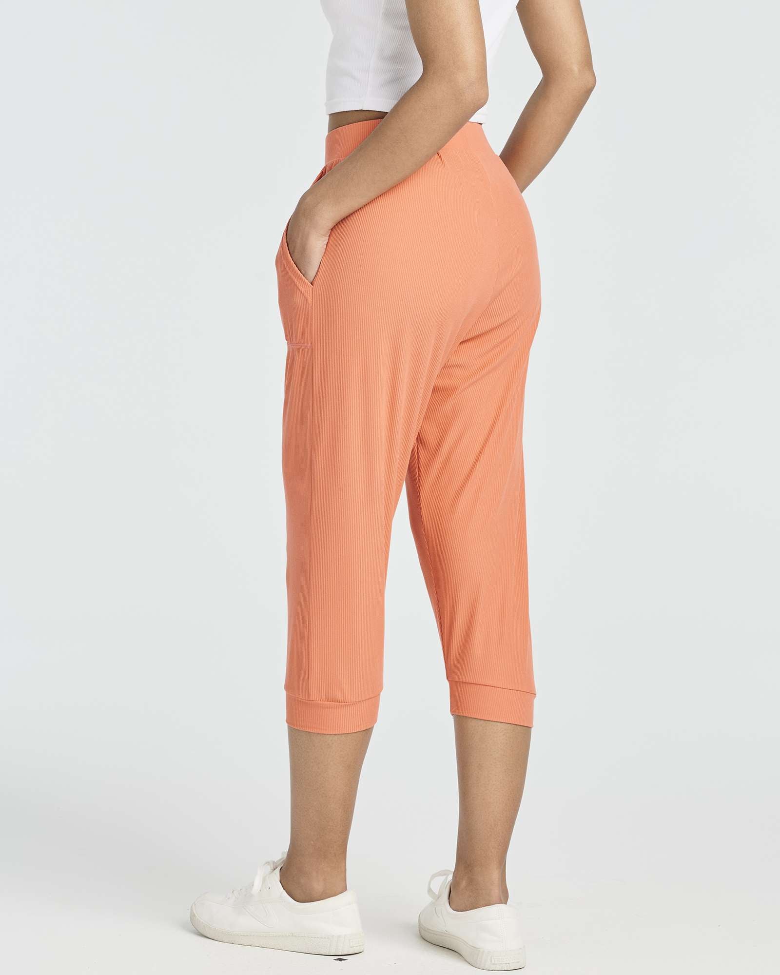 3 Pack: Women's Ribbed Capri Jogger Lounge Sweatpants