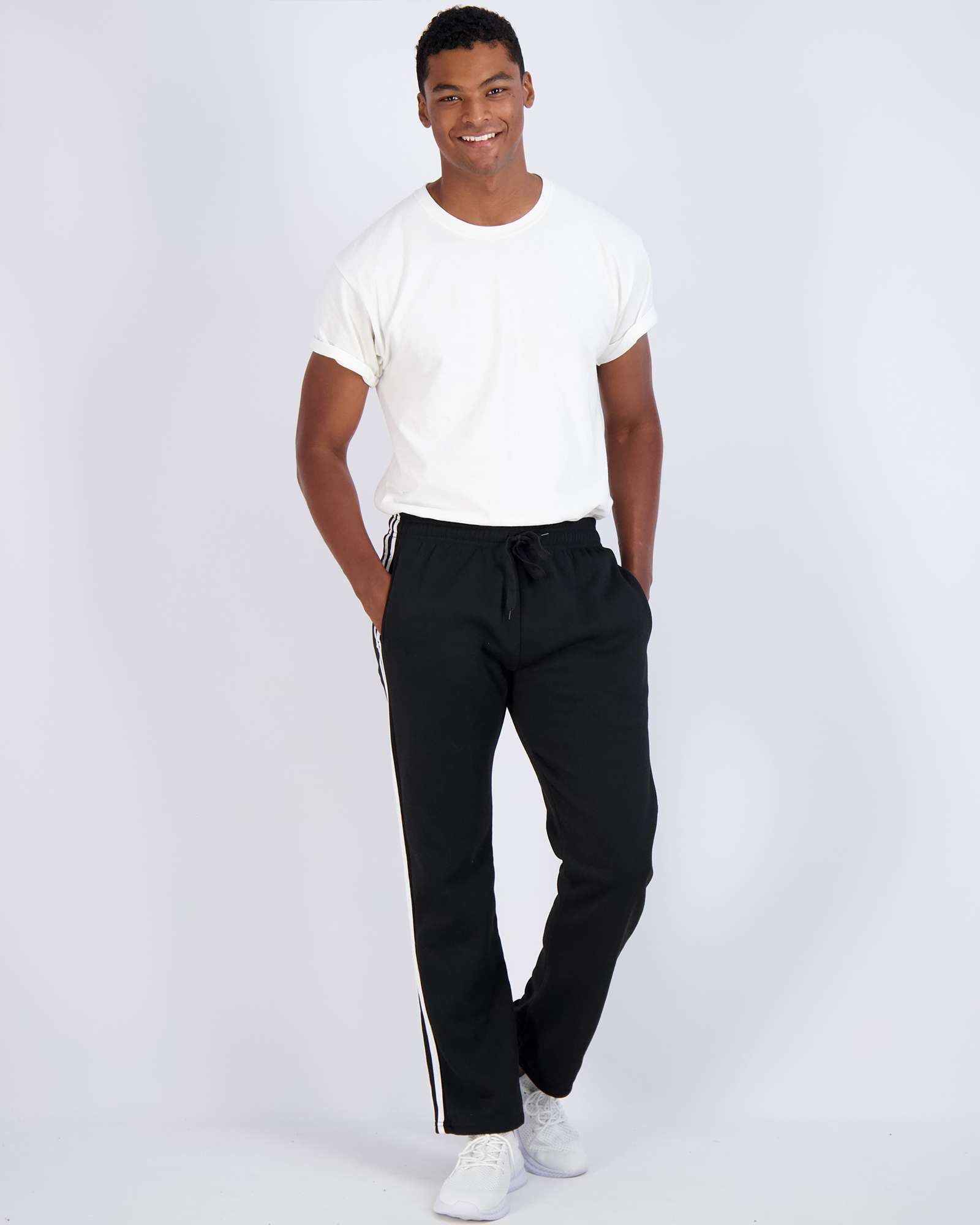 3 Pack: Mens Fleece Open Bottom Sweatpants