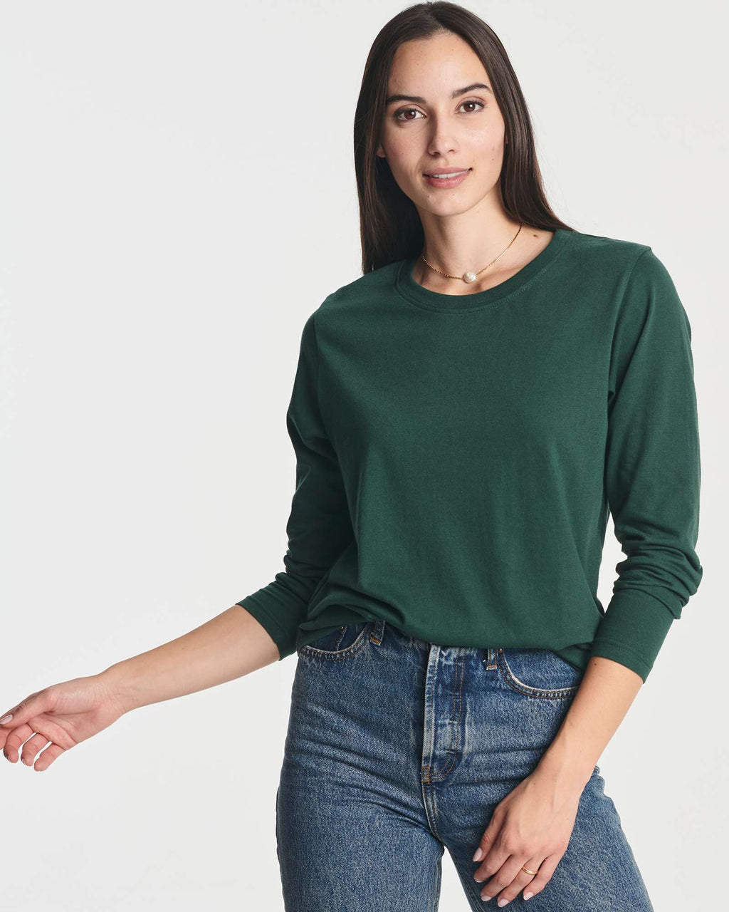 4 Pack: Women's Cotton Classic-Fit Long-Sleeve Crewneck T-Shirt (Available in Plus Size)