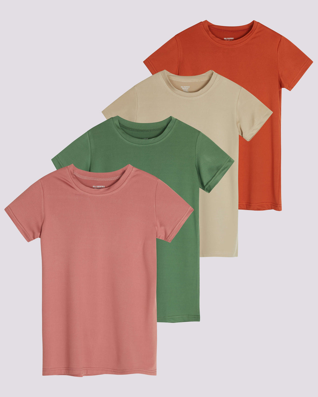 4 Pack: Girls Short Sleeve Dry-Fit Crew Neck Active T-Shirt