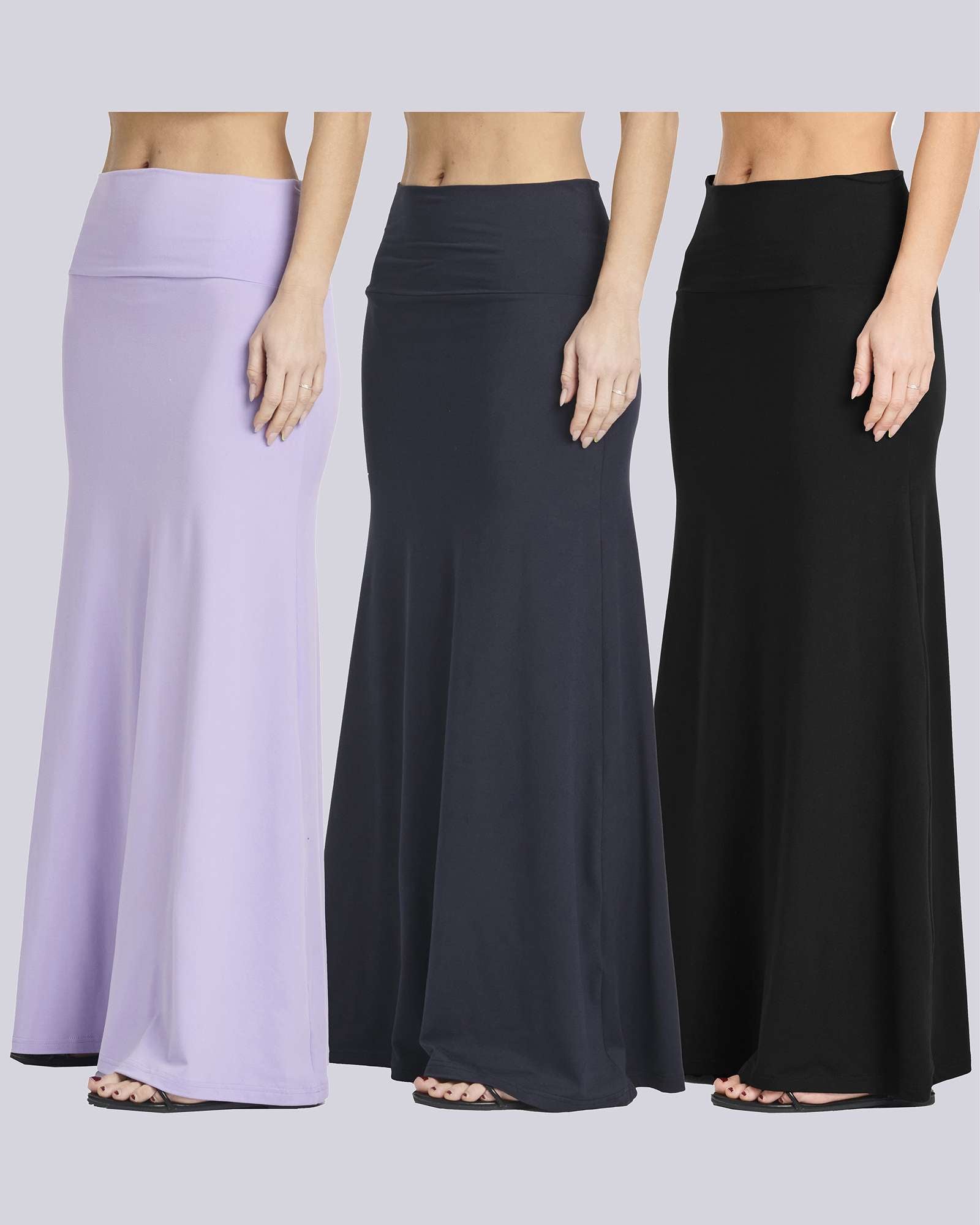 3 Pack: Women's Ultra-Soft Flowy Maxi Skirt