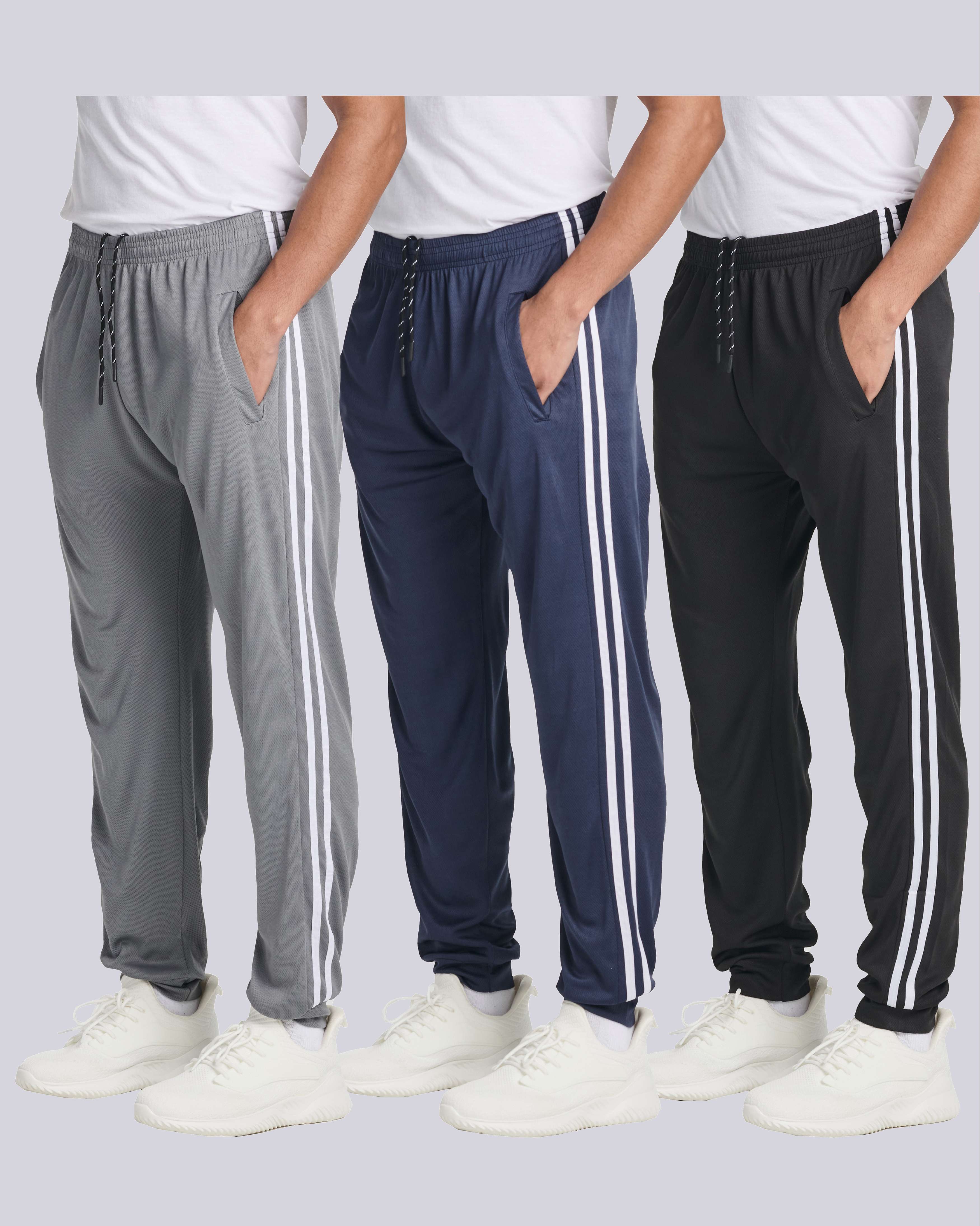 3 Pack: Mens Mesh Active Jogger Sweatpants