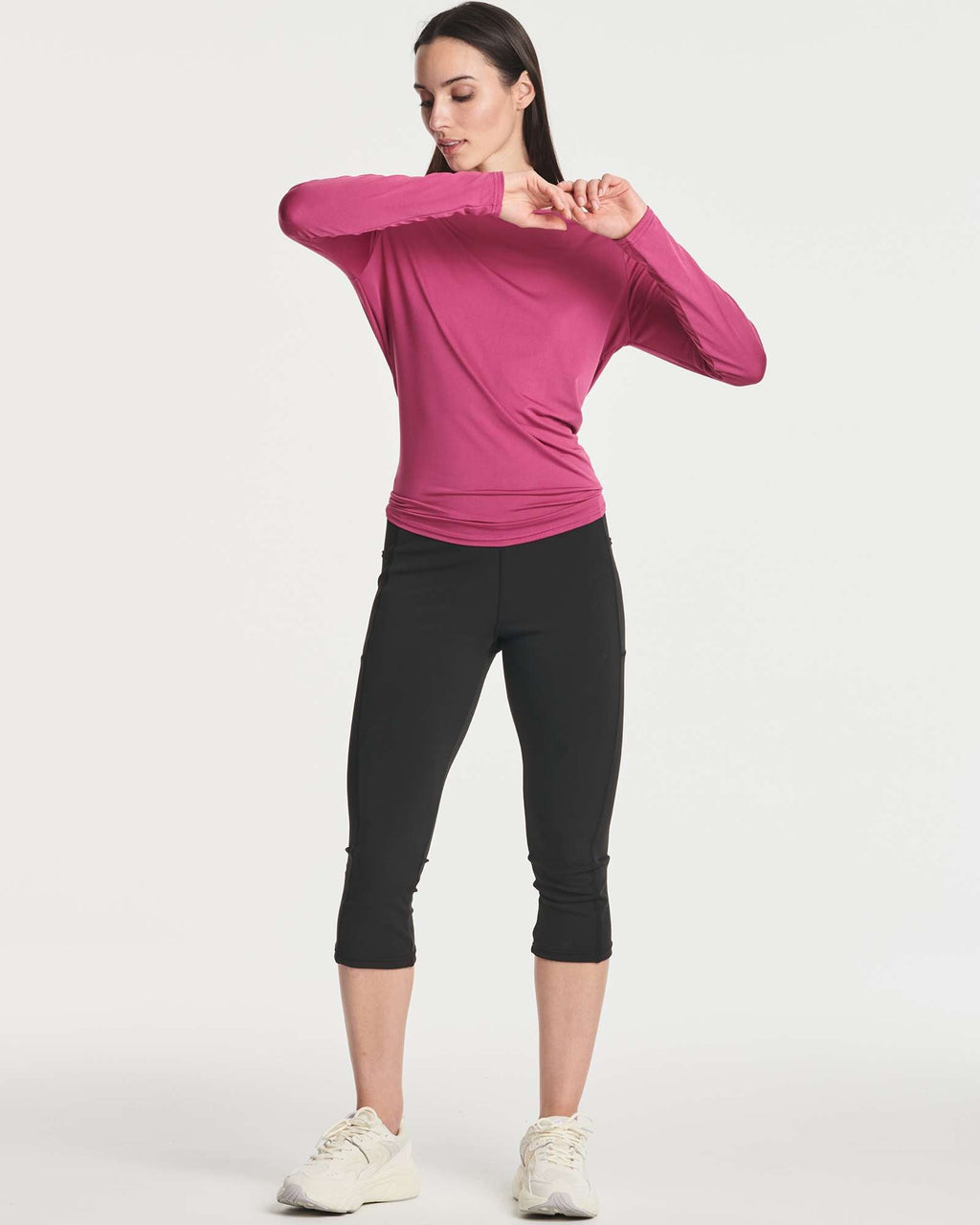 4 Pack: Women's Long-Sleeve Mesh Insert Tie Back Shirt (Available in Plus Size)