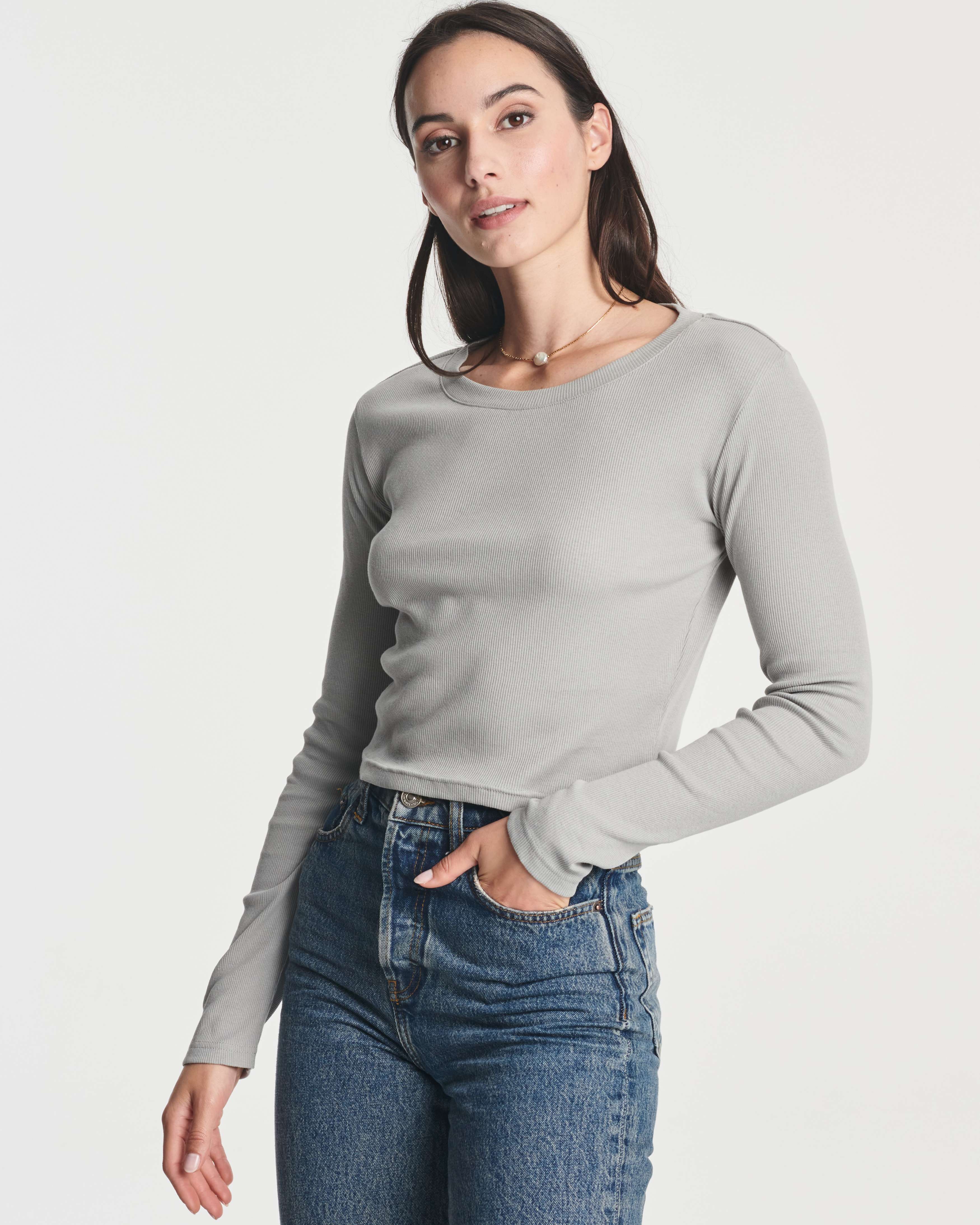 4 Pack: Women's Long Sleeve Ribbed Knit Crop Top (Available in Plus Size)