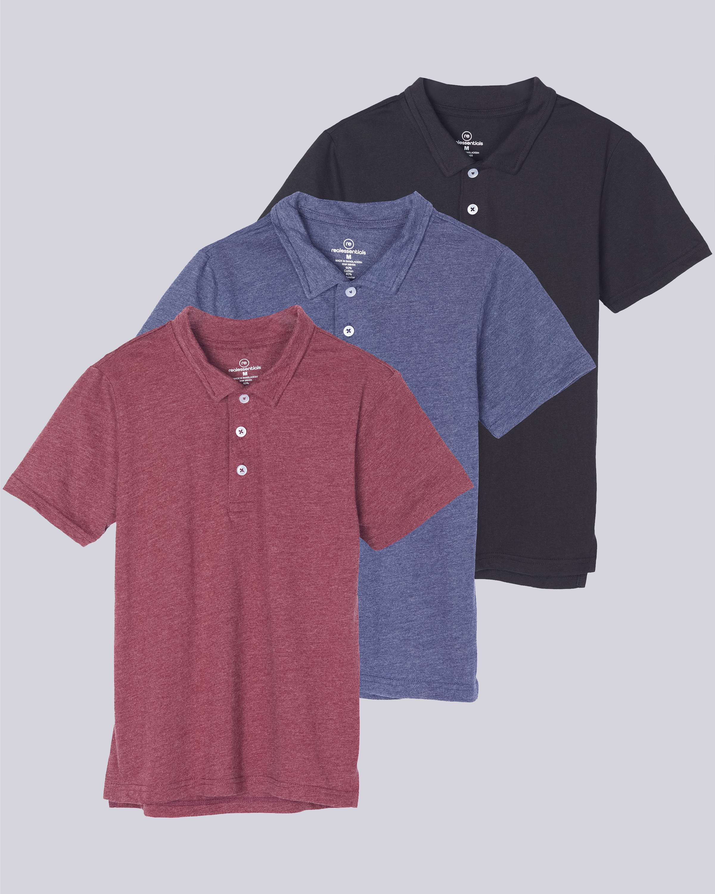 3 Pack: Boys' Jersey Cotton Polo Shirt