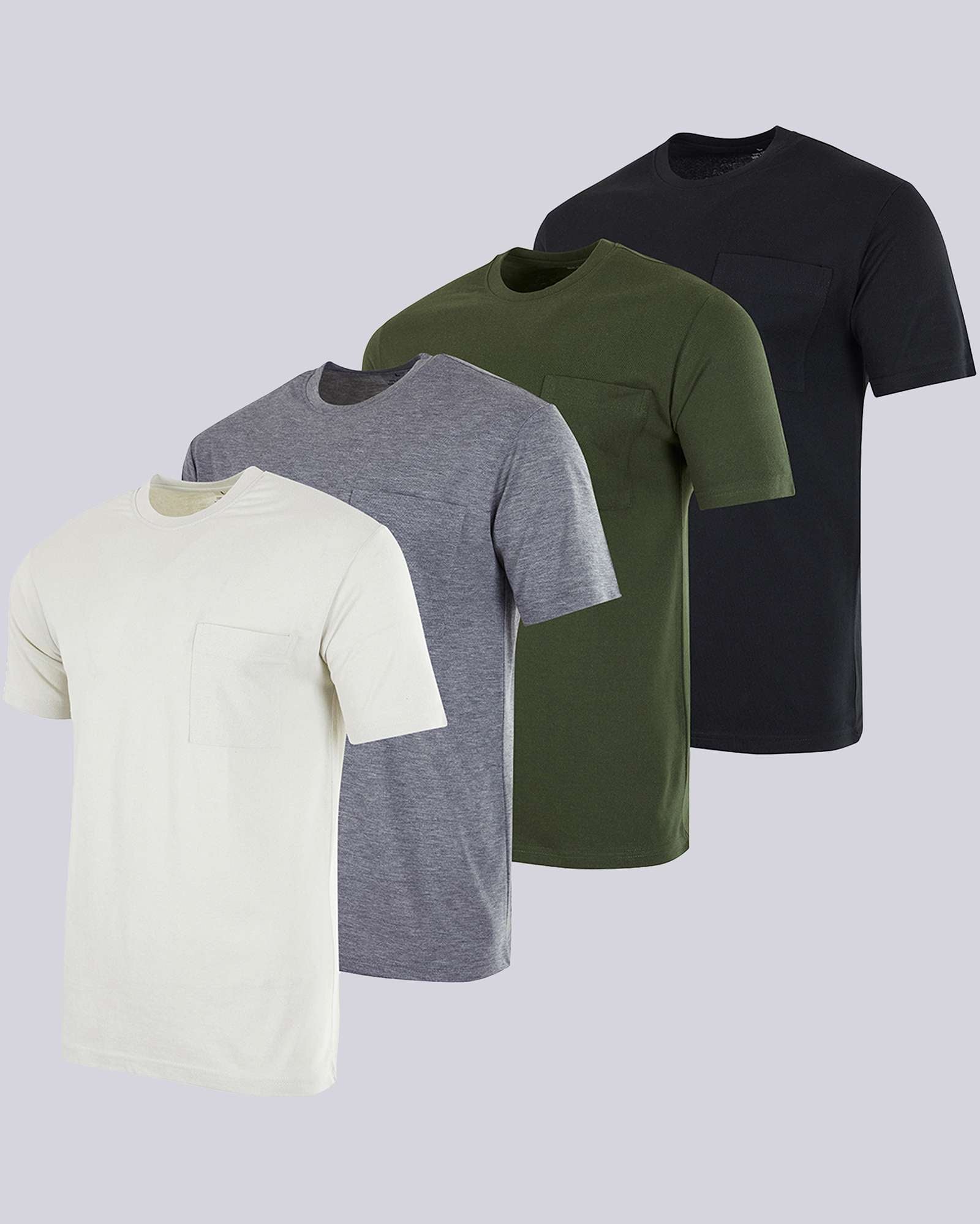 4 Pack: Mens Cotton Short Sleeve Crew Neck Pocket T-Shirt