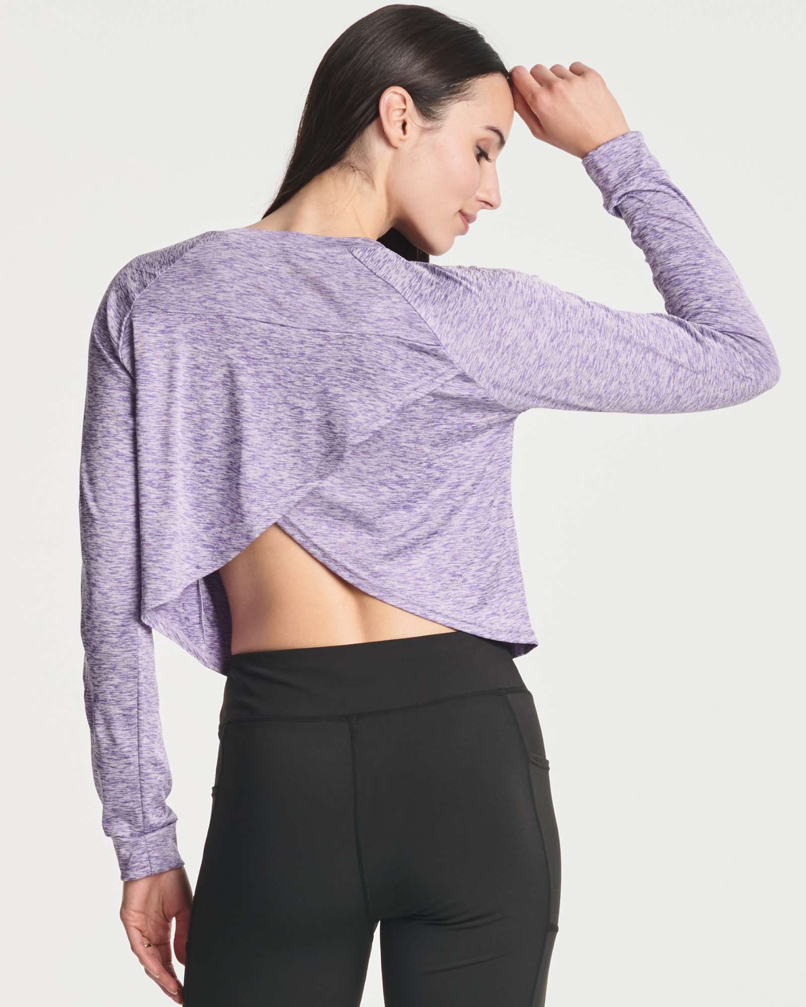 4 Pack: Women's Long Sleeve Petal Back Crop Top (Available in Plus Size)