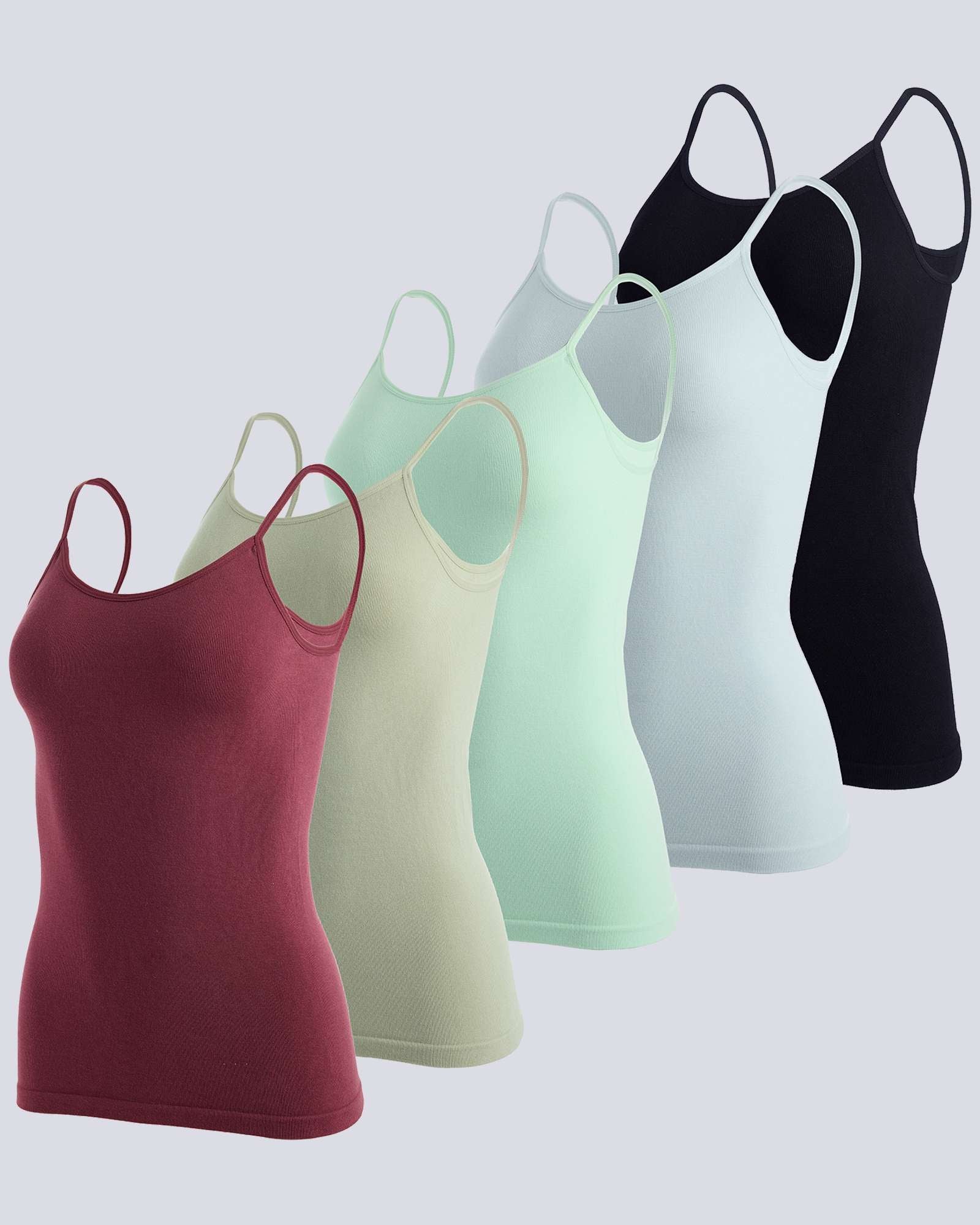 5 Pack: Women's Ribbed Spaghetti Strap Camisole