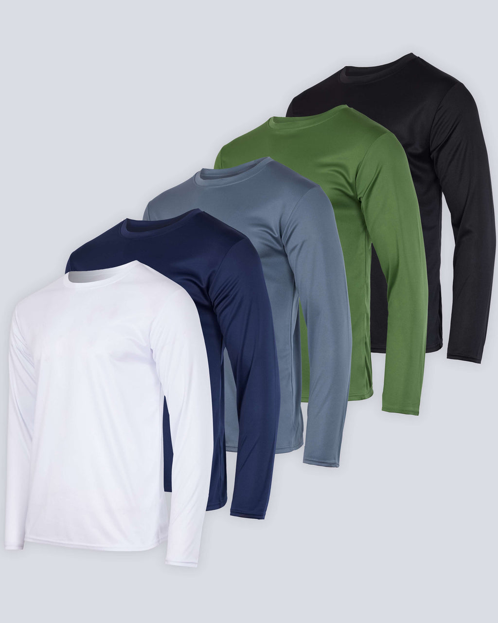 5 Pack: Men's Mesh Quick Dry Athletic Long Sleeve T-Shirt  UPF SPF UV Sun (Available in Big & Tall)