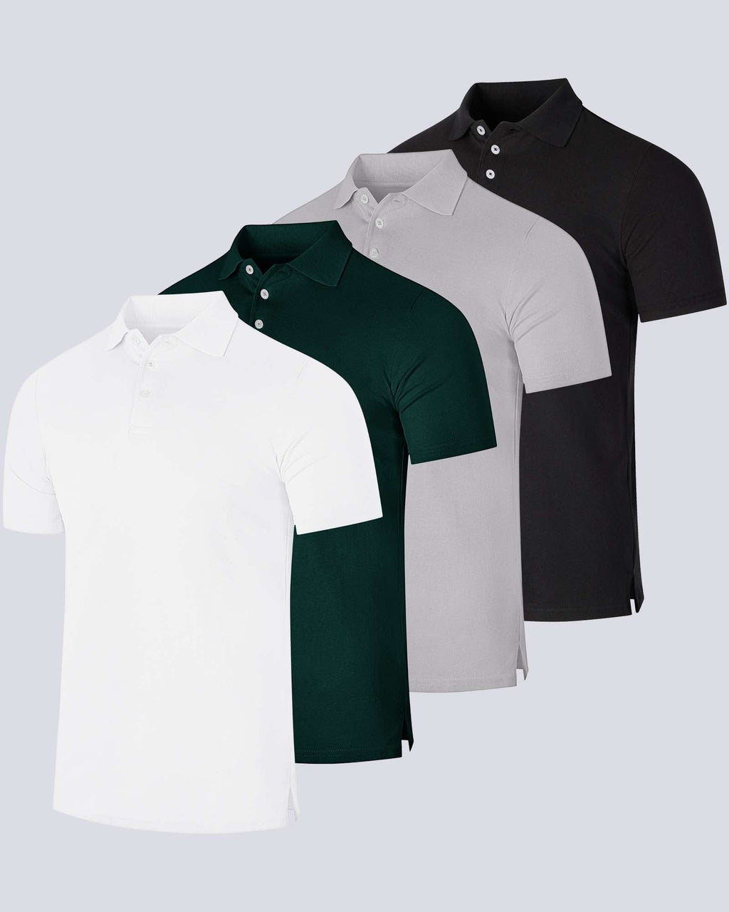 4 Pack: Men's Cotton Pique Short Sleeve Polo Shirt - Performance Polo (Available In Big & Tall)