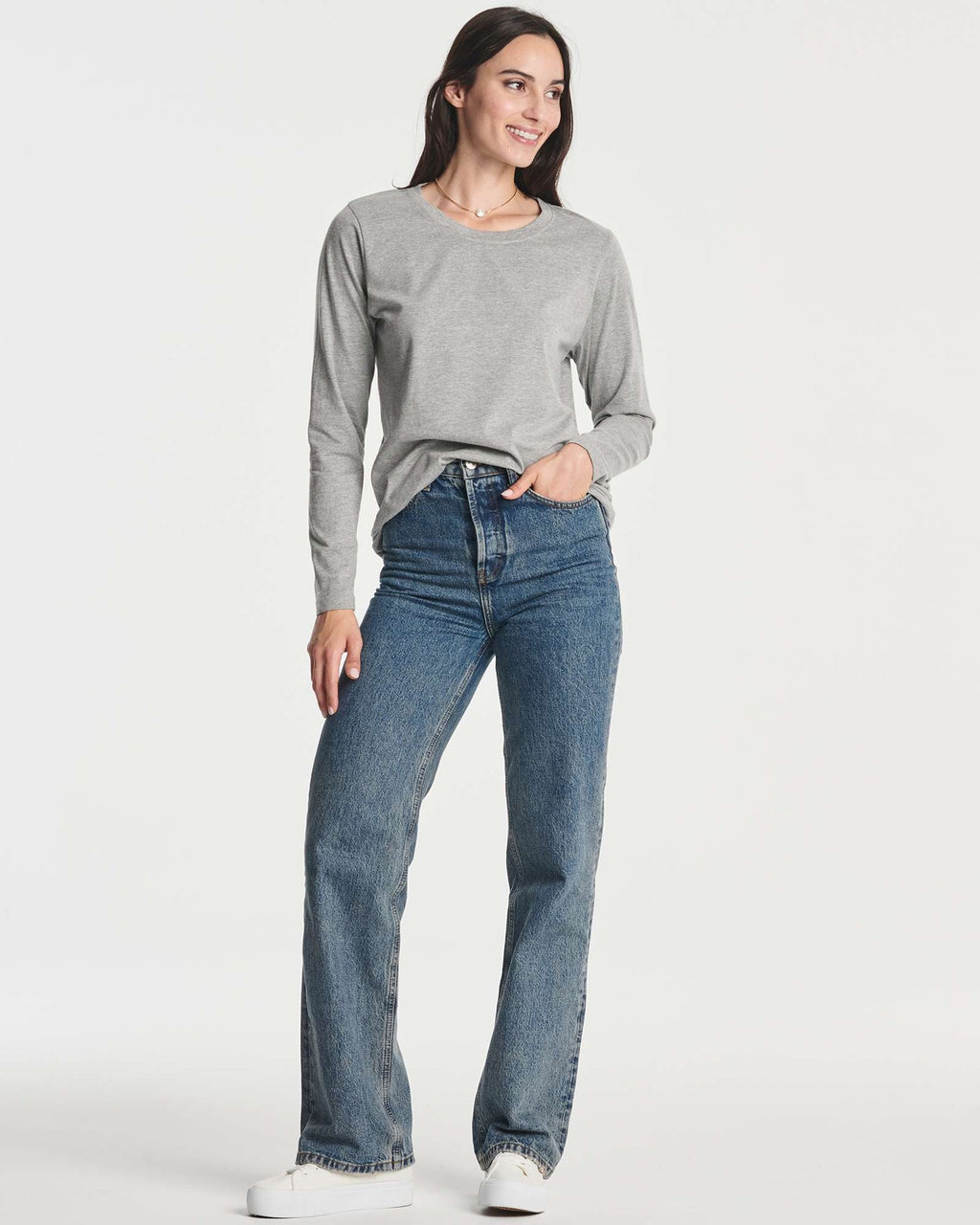 4 Pack: Women's Cotton Classic-Fit Long-Sleeve Crewneck T-Shirt (Available in Plus Size)