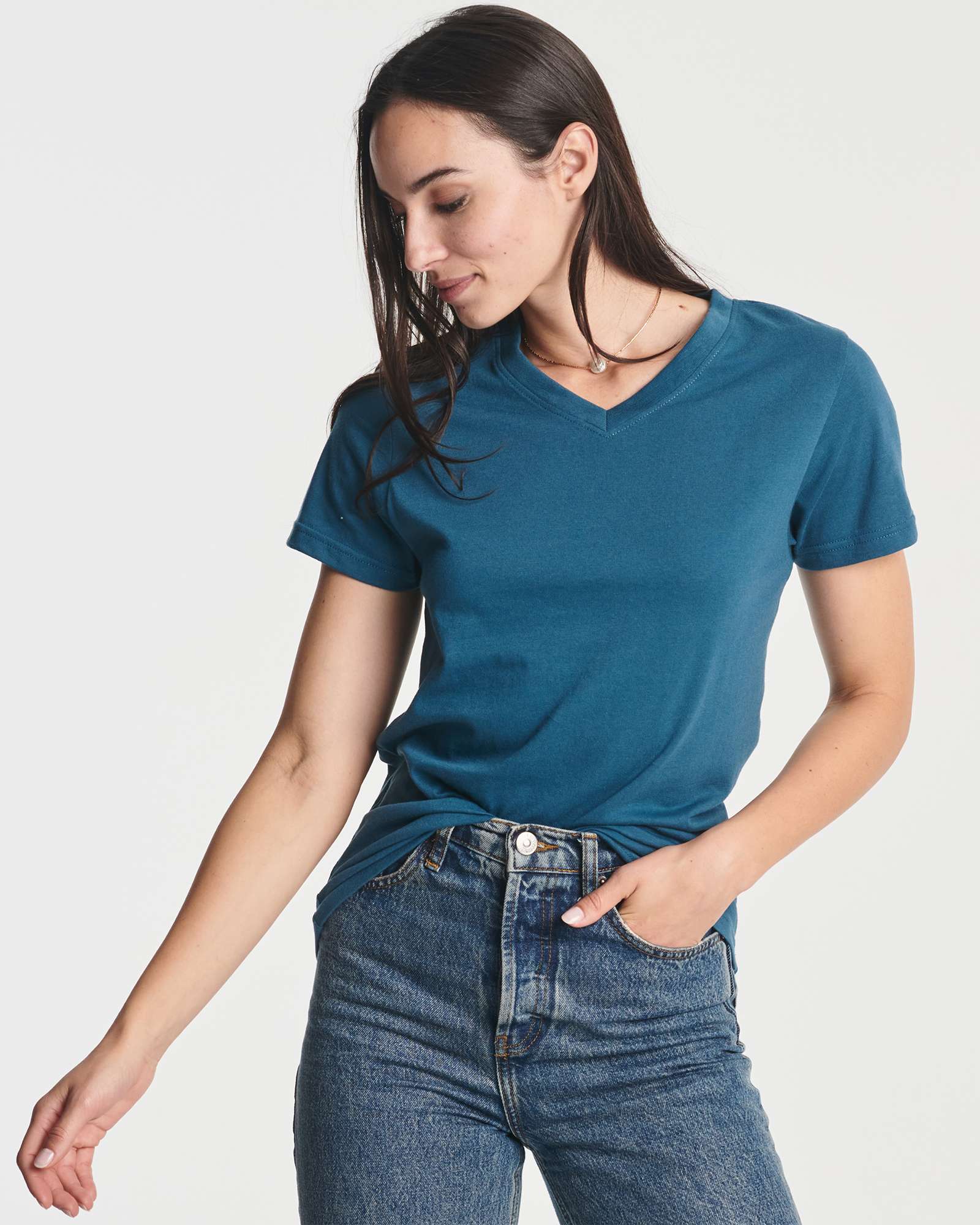 4 Pack: Women's Short-Sleeve V-Neck T-Shirt (Available in Plus Size)