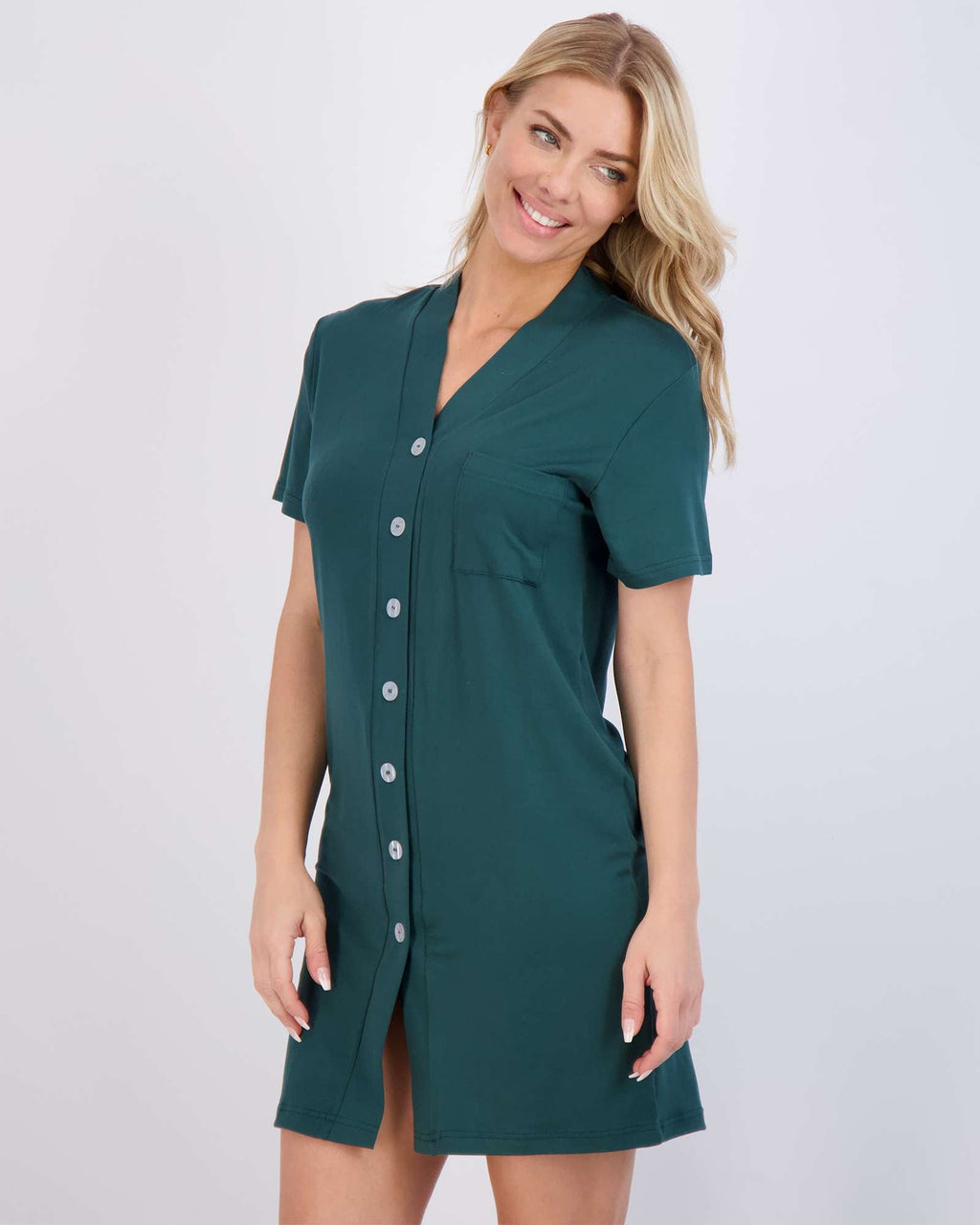 3 Pack: Women's Short Sleeve Button-Down Nightshirt