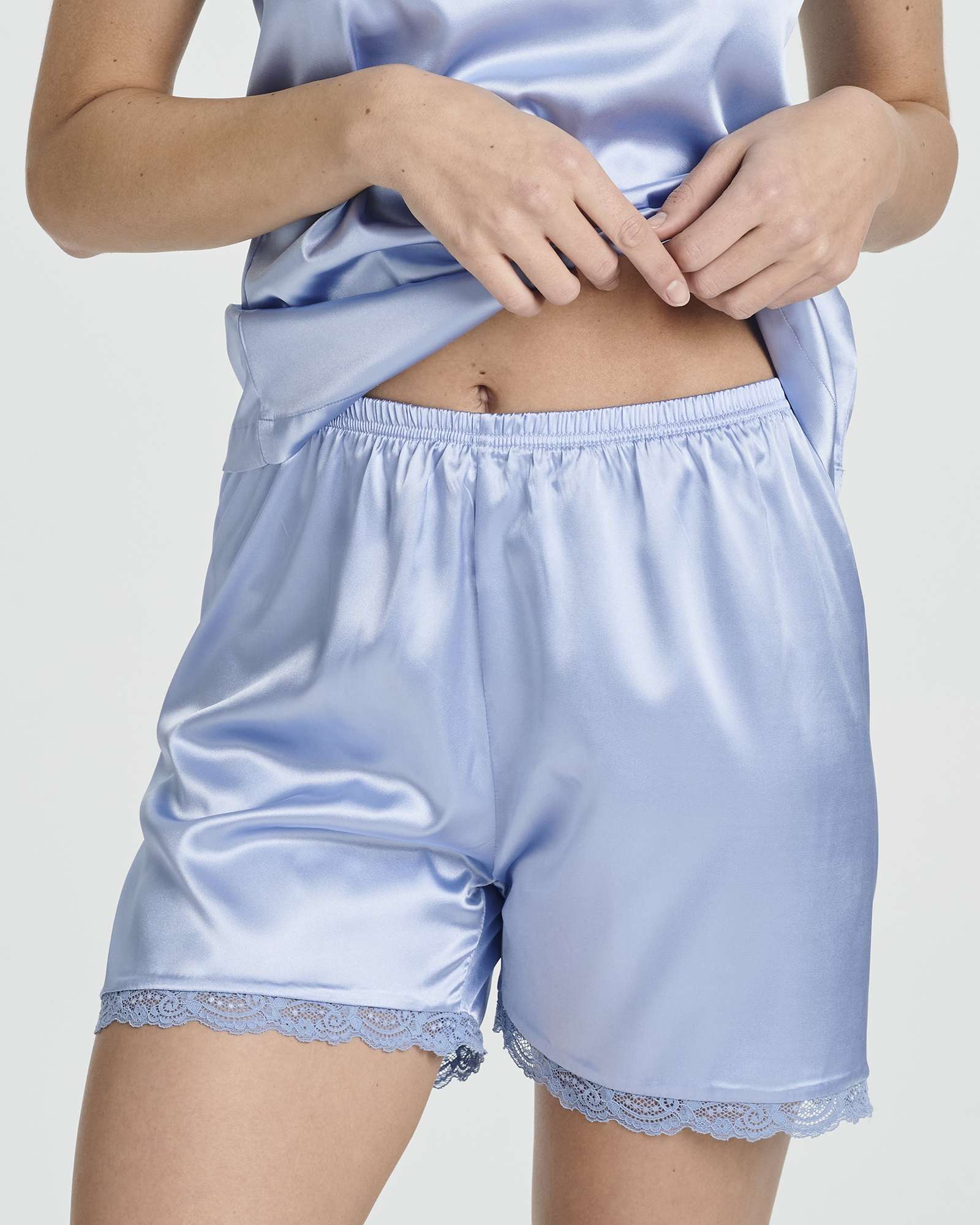 3 Pack: Women's Silk Satin Cami Pajama Set With Shorts Lace Trim Lingerie Sleepwear