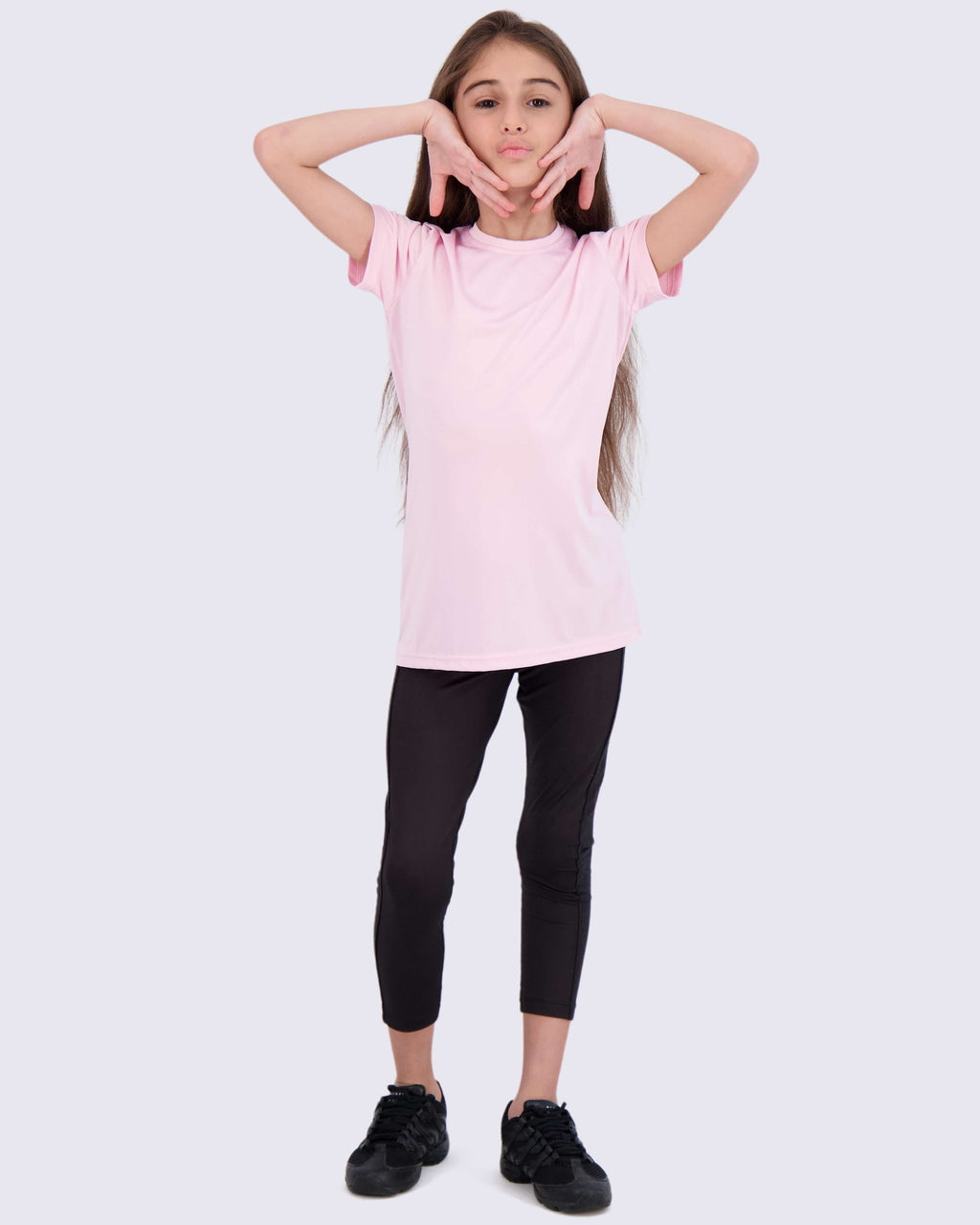 4 Pack: Girls Short Sleeve Dry-Fit Crew Neck Active T-Shirt