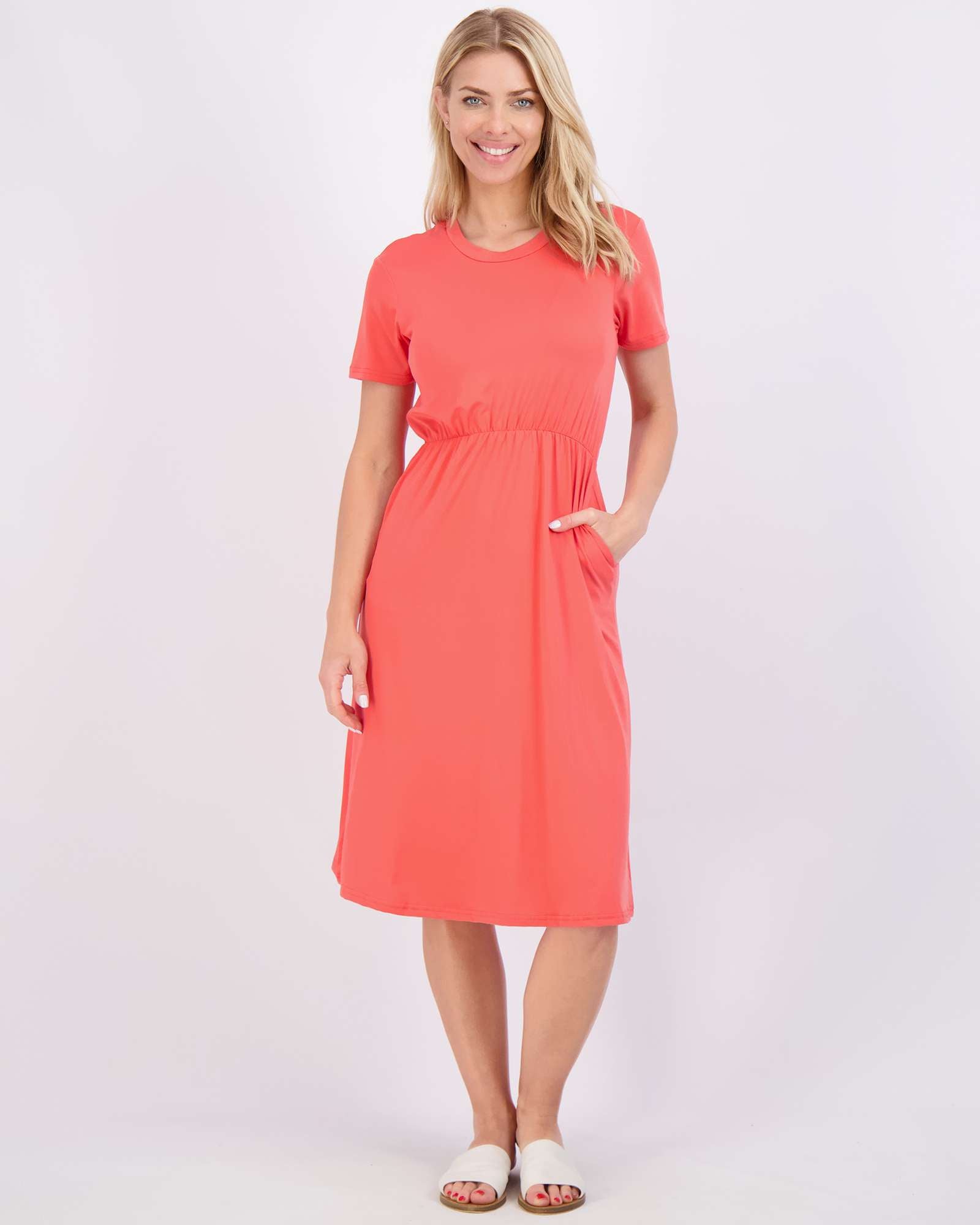 3 Pack: Women's Midi Short Sleeve Soft T-Shirt Dress (Available in Plus Size)