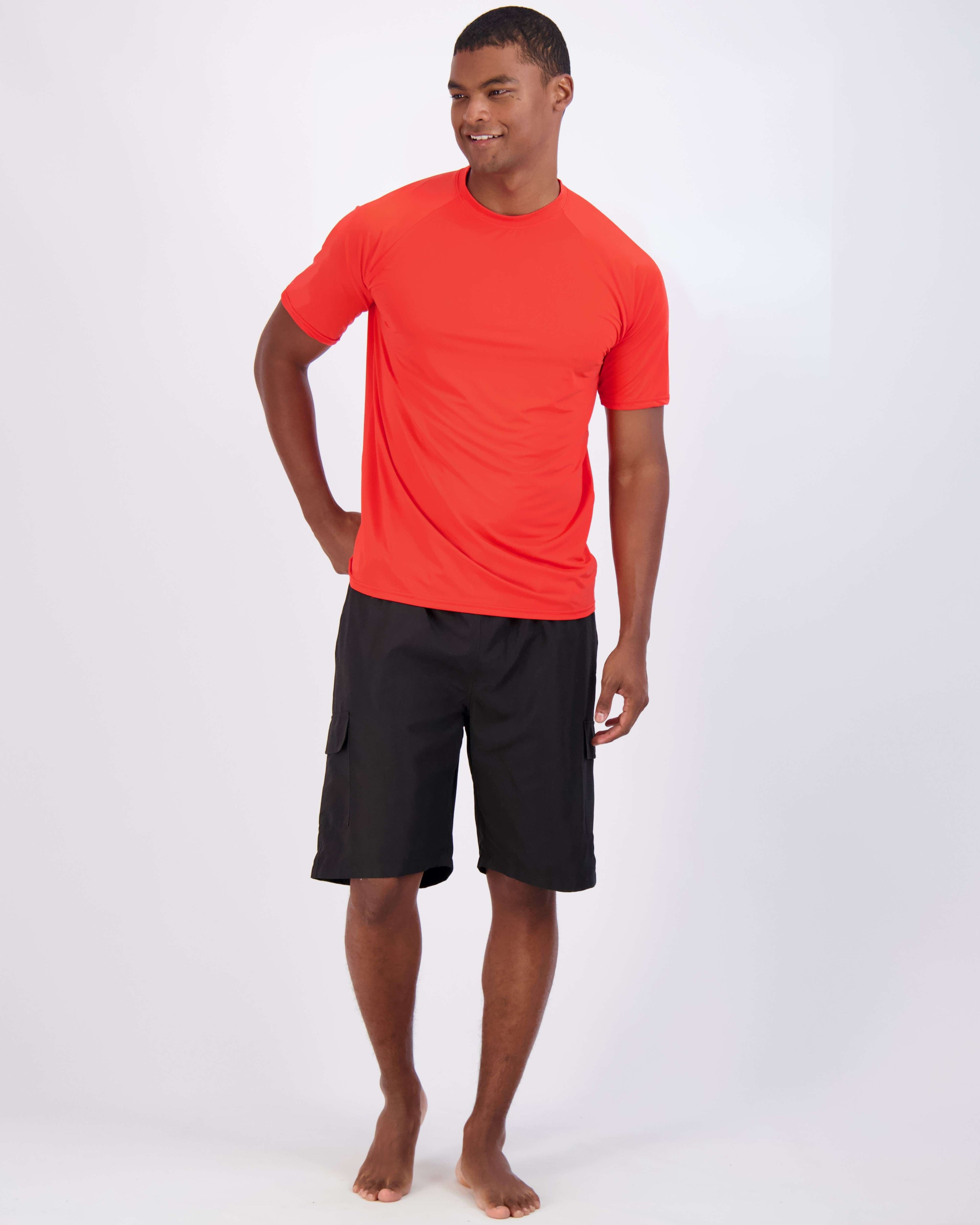4 Pack: Men's Short Sleeve Rash Guard Shirt (Available In Big & Tall)
