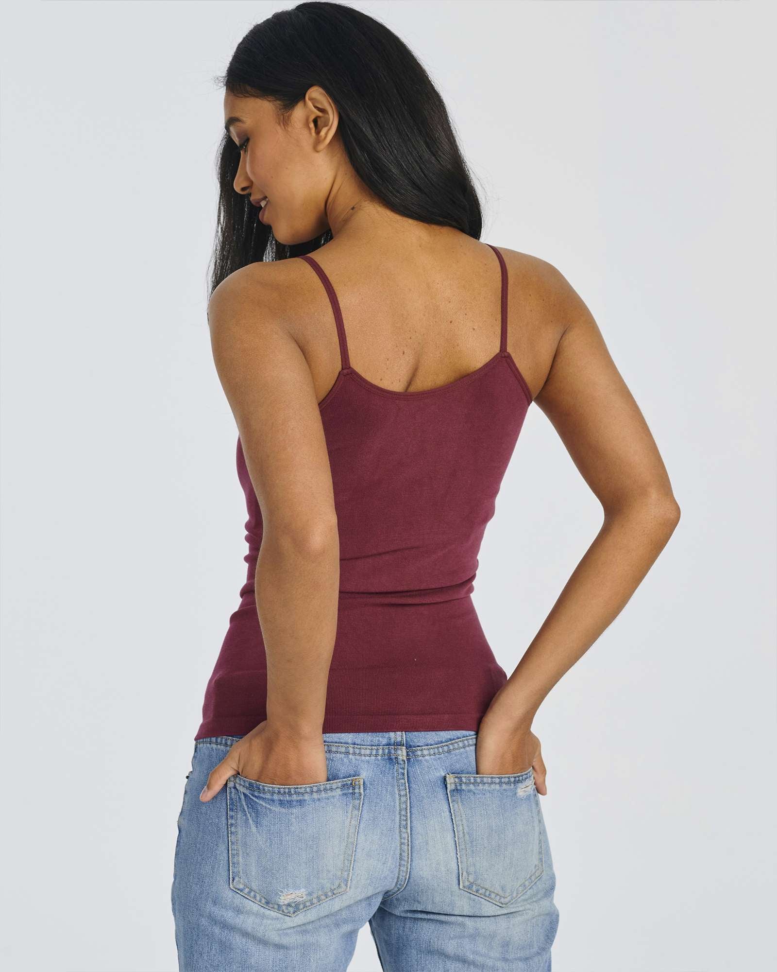 5 Pack: Women's Ribbed Spaghetti Strap Camisole