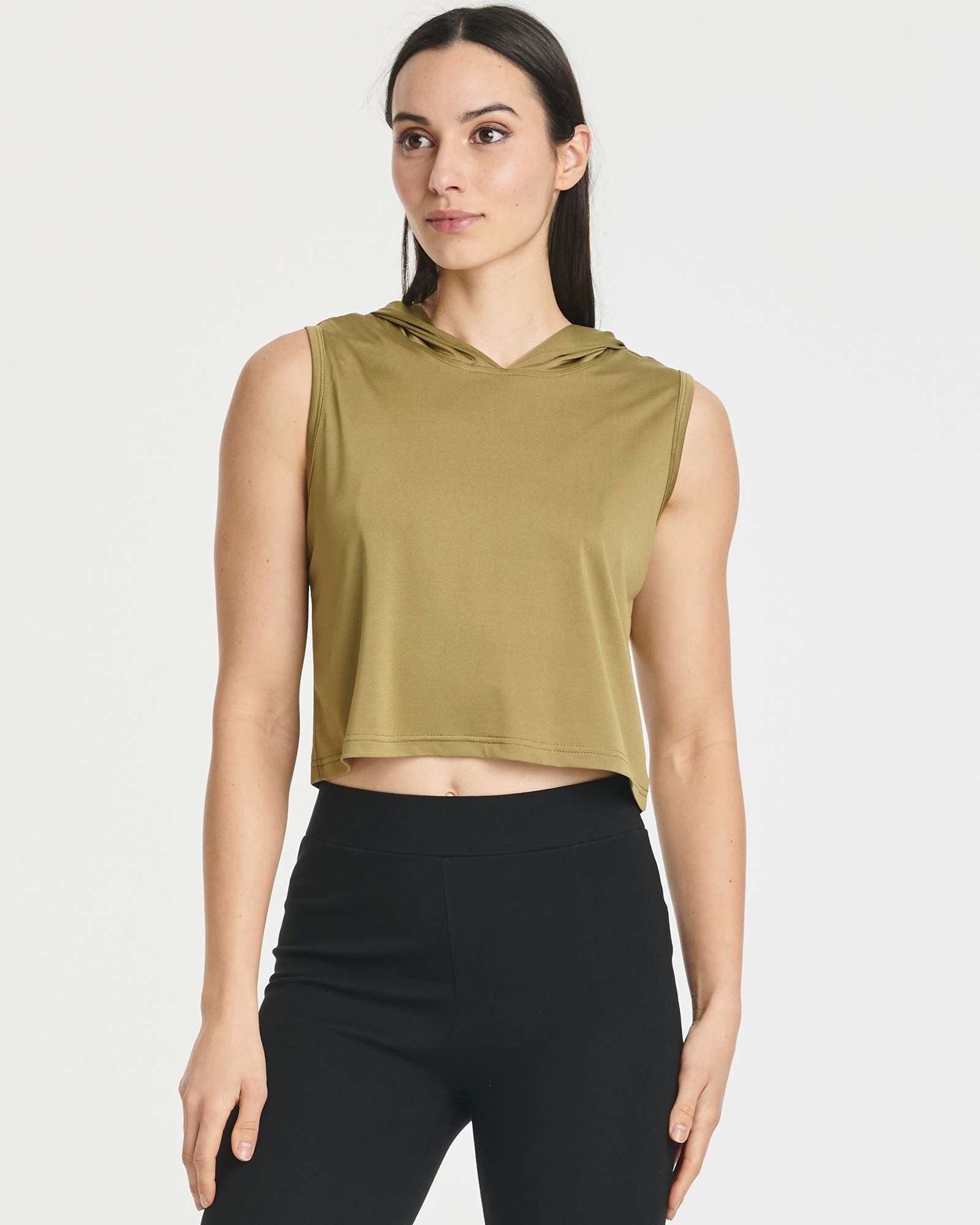 3 Pack: Women's Sleeveless Cropped Tank Top Hoodie