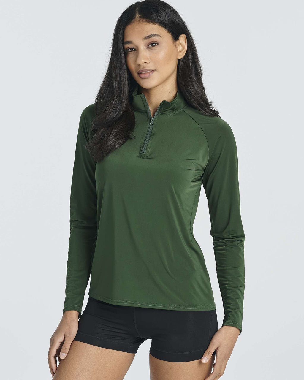 3 Pack: Women's 1/4 Zip Rash Guard Long Sleeve Swim Shirt
