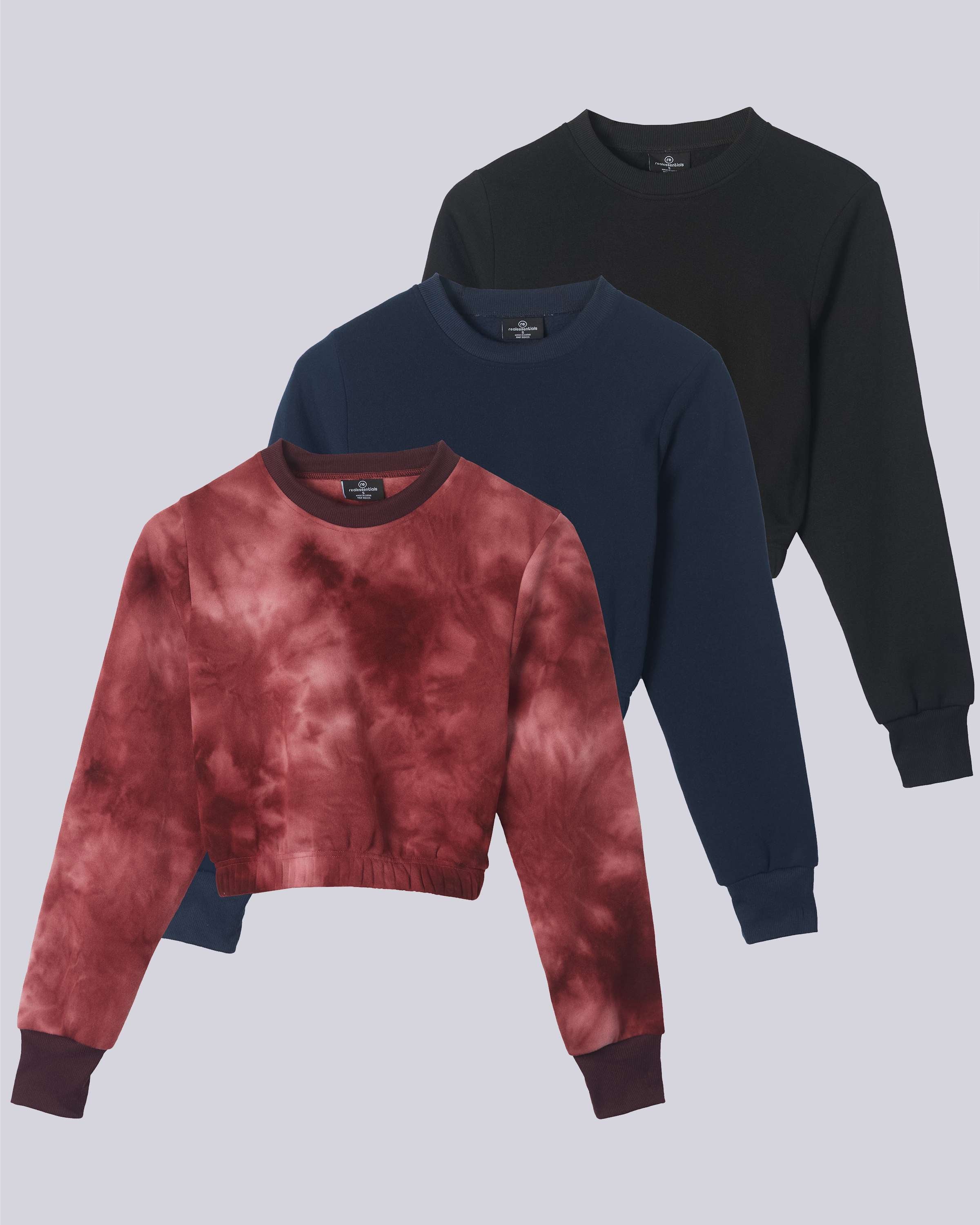 3 Pack: Women's Fleece Cropped Sweatshirt (Available in Plus Size)