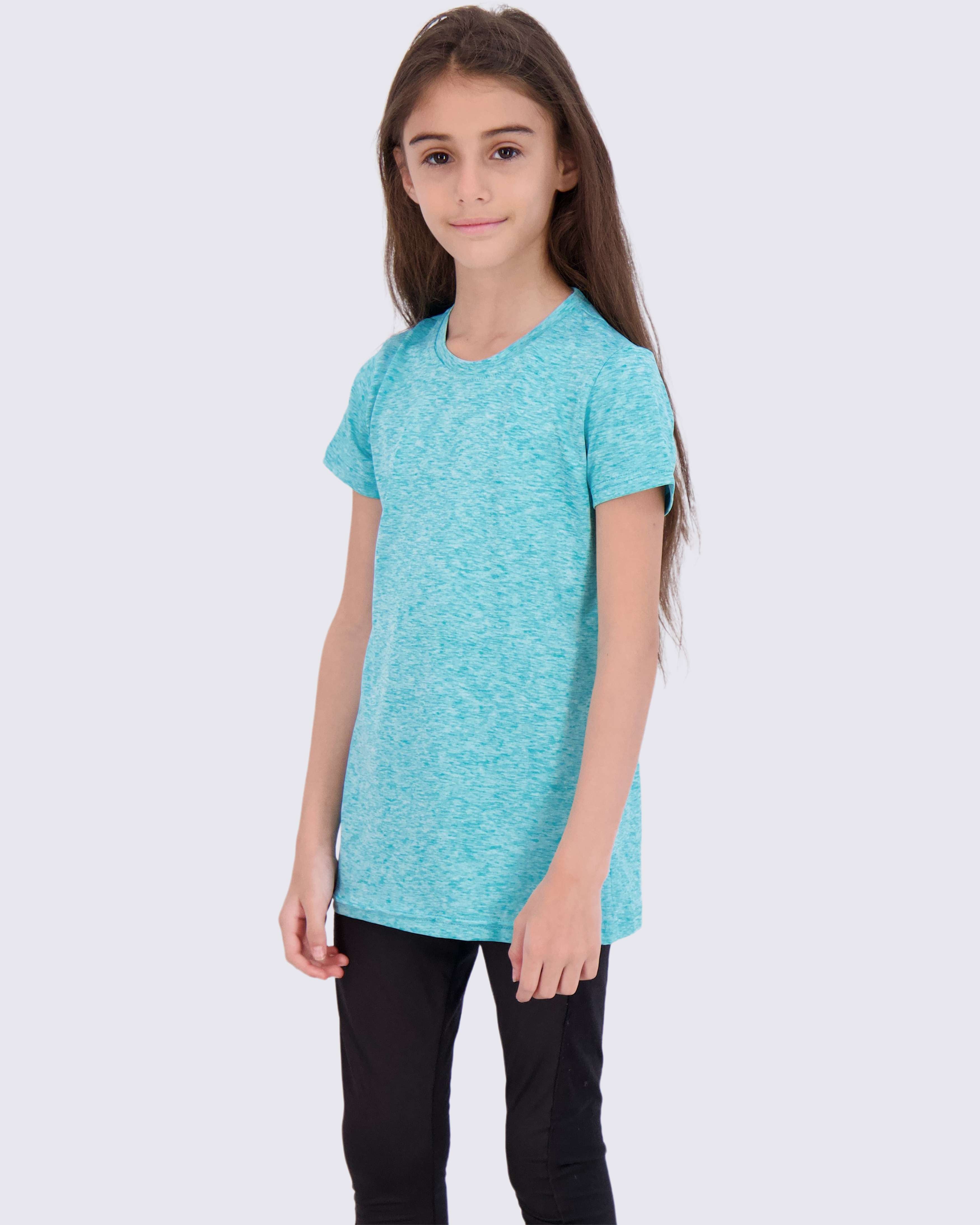 4 Pack: Girls Short Sleeve Dry-Fit Crew Neck Active T-Shirt
