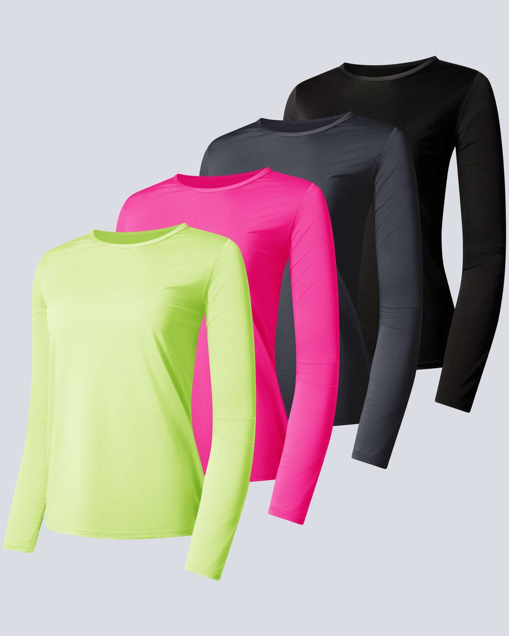 4 Pack: Womens Plus Dry-Fit Active Long-Sleeve T-Shirt