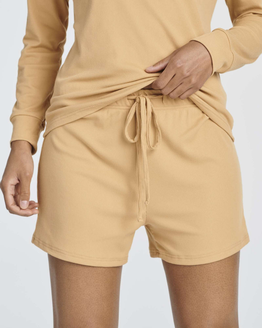 2 Pack: Women's Ribbed Knit Long Sleeve Top and Shorts Pajama Set (Available in Plus Size)