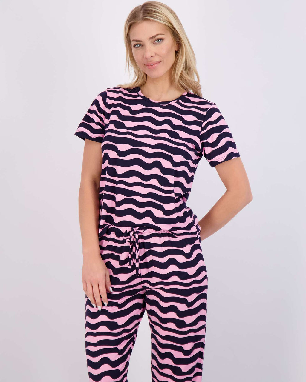 2 Pack: Women's Short-Sleeve PJ Top with Capri Pants