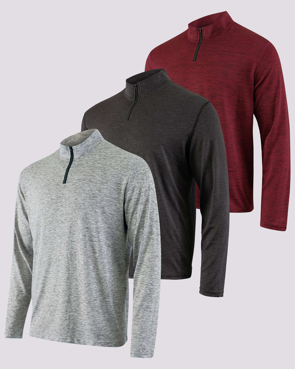 3 Pack: Mens Active Dry-Fit Quarter Zip Pullover (Available in Big & Tall)