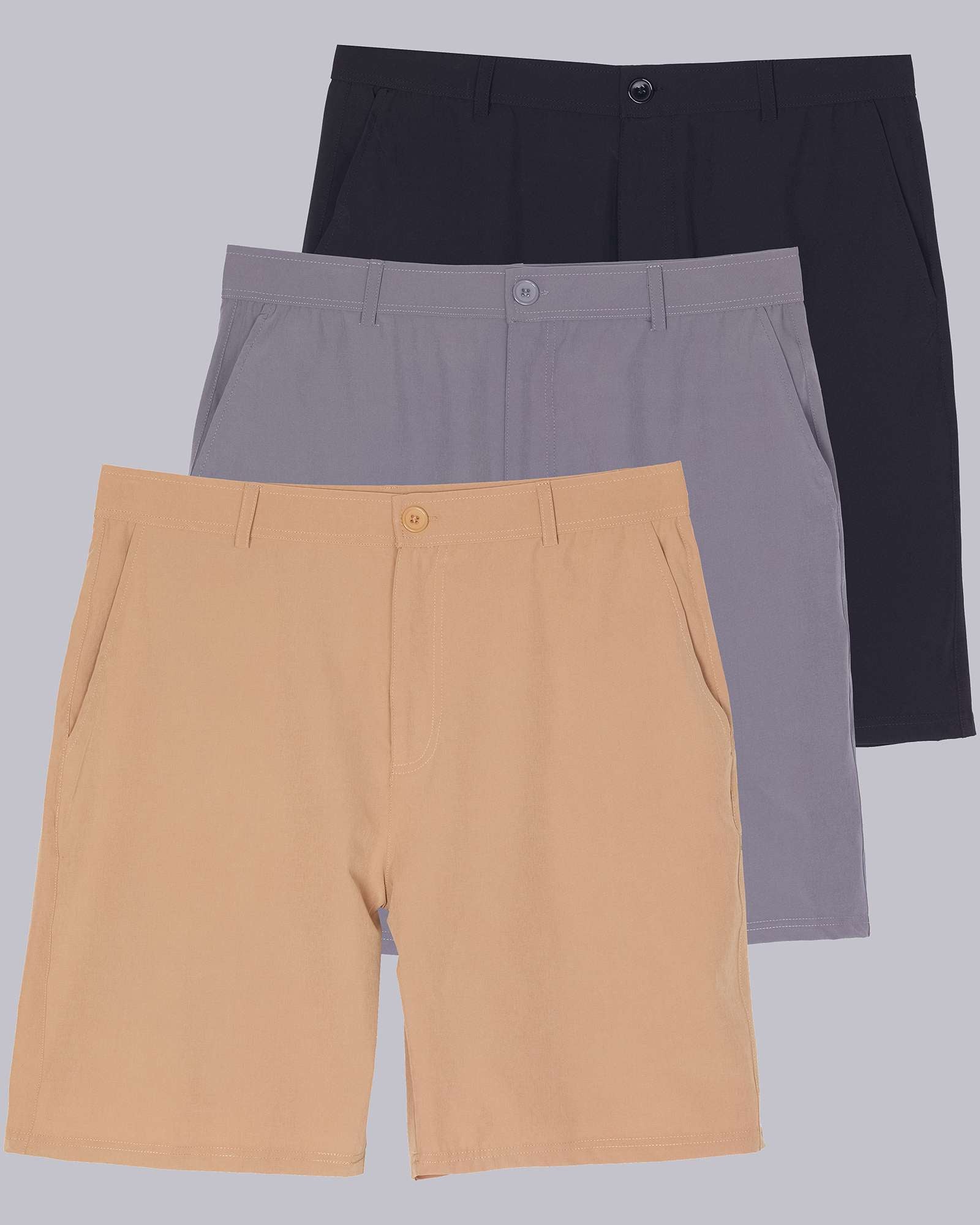 3 Pack: Men's 9" Golf Shorts