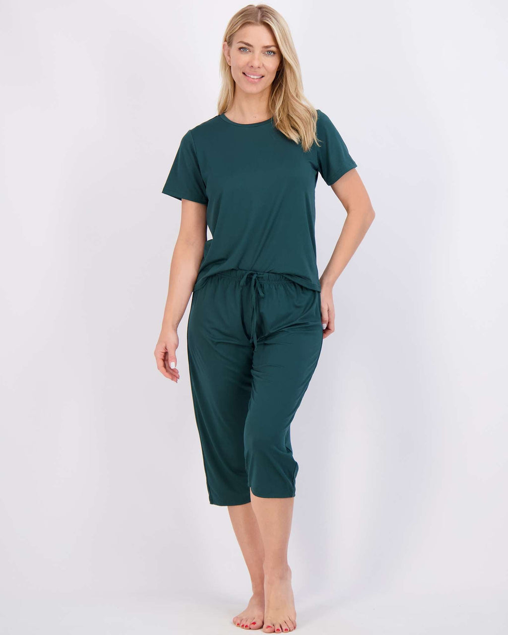 2 Pack: Women's Short-Sleeve PJ Top with Capri Pants