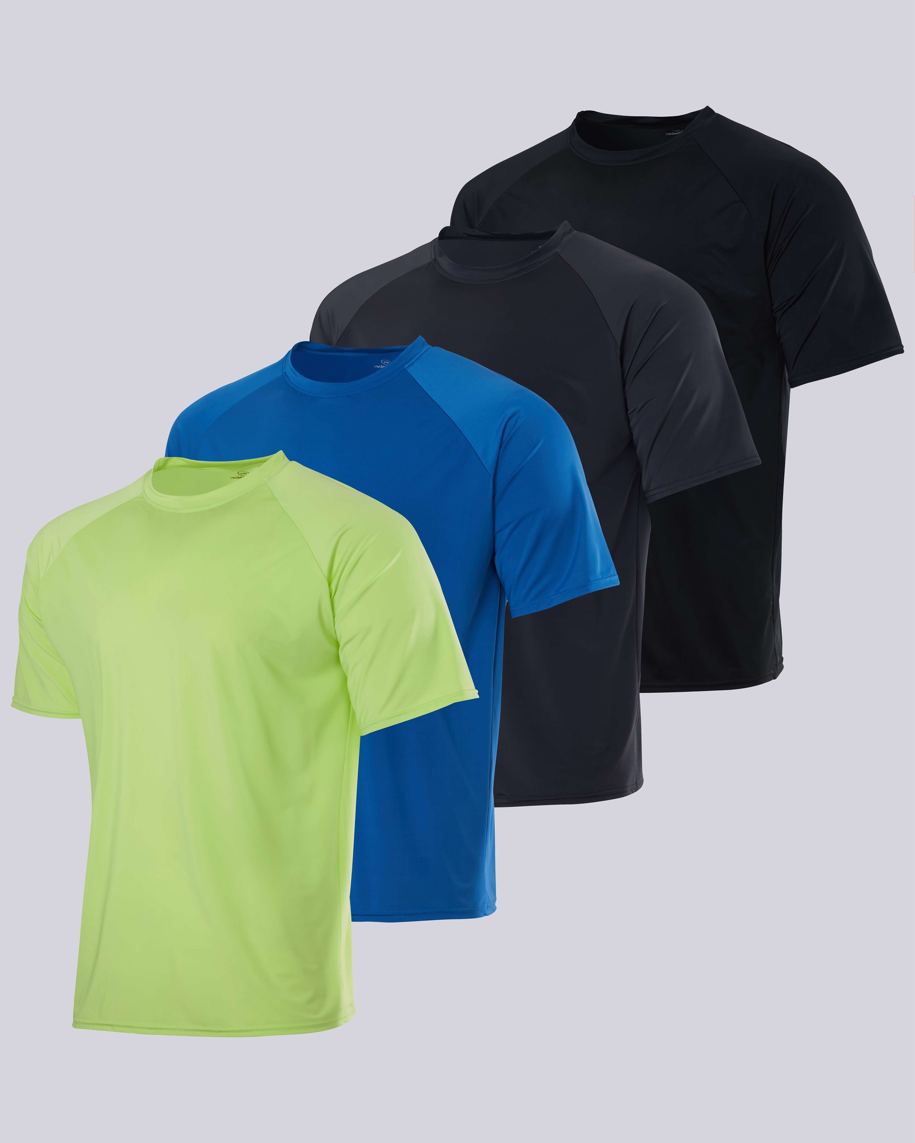 4 Pack: Men's Short Sleeve Rash Guard Shirt (Available In Big & Tall)