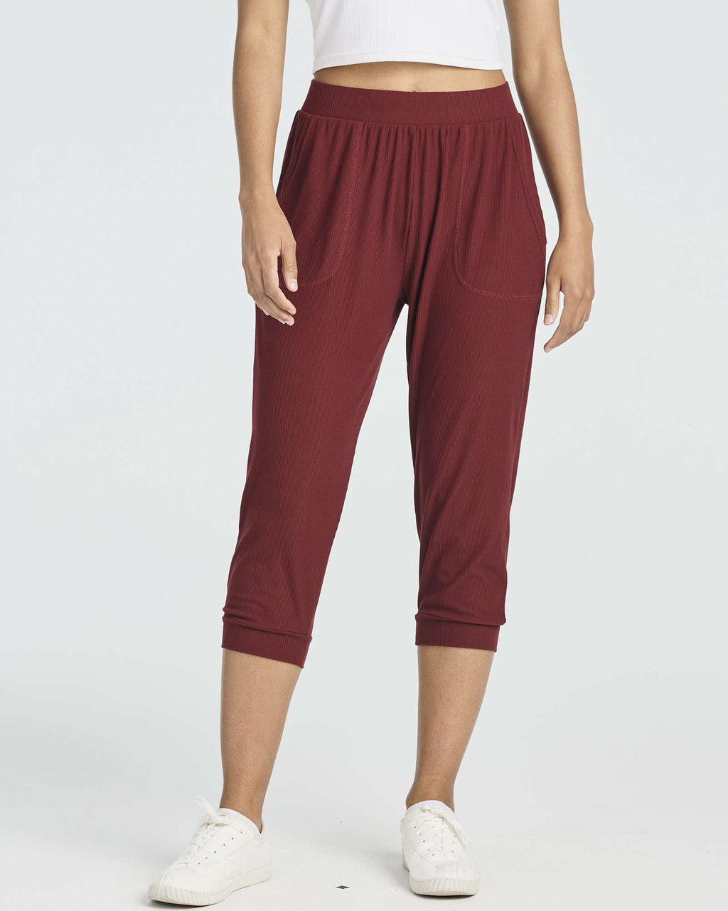 3 Pack: Women's Ribbed Capri Jogger Lounge Sweatpants