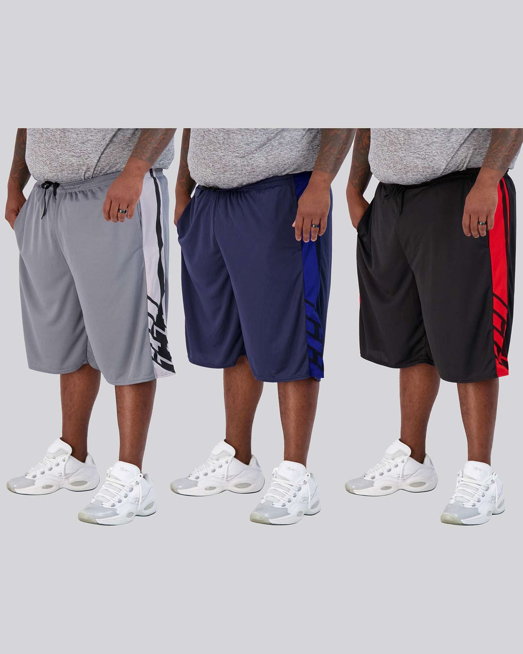 5 Pack: Mens Mesh Active Basketball Shorts (3X-5X)