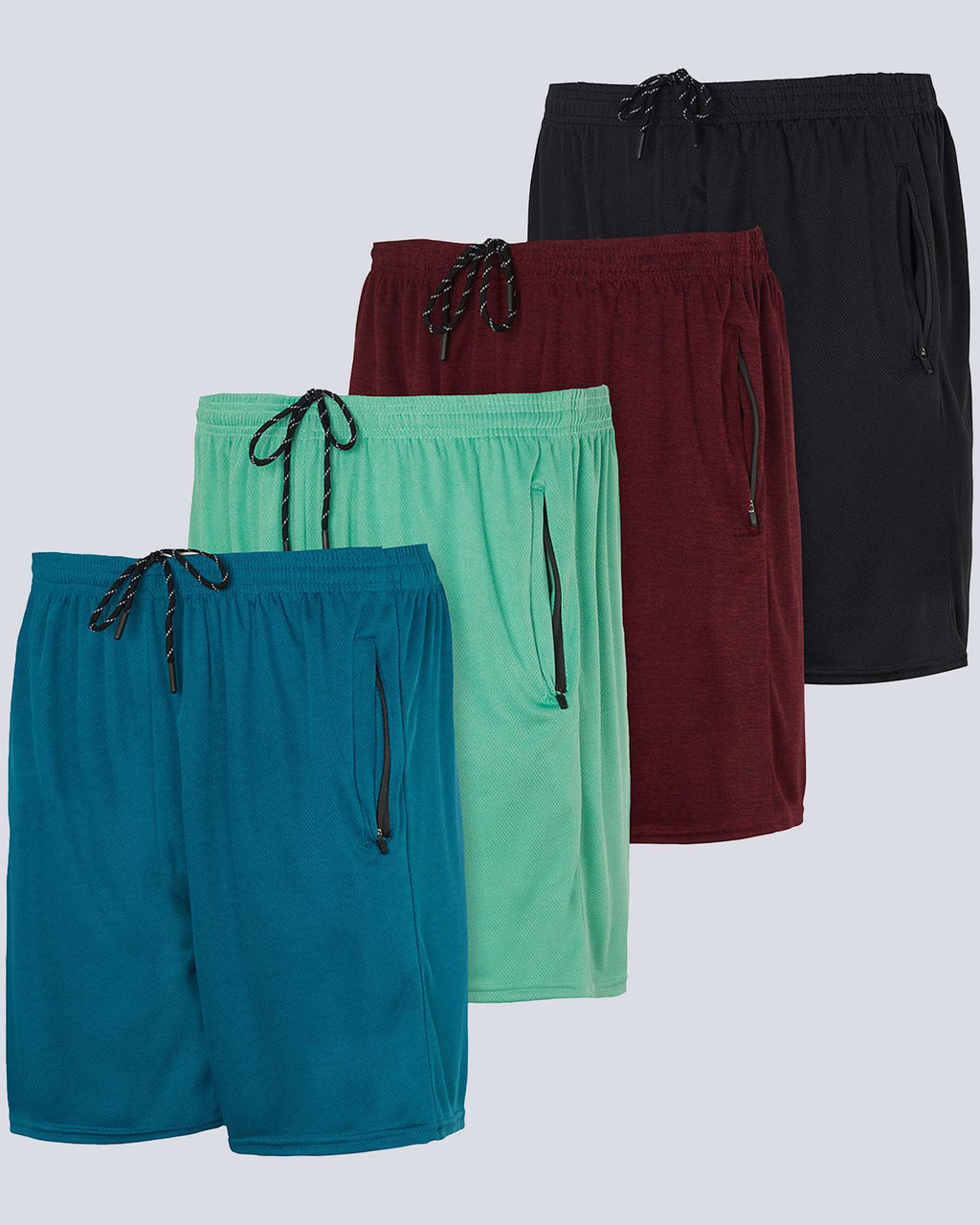 4 Pack: 7" Athletic Running Quick Dry Mesh Shorts with Zipper Pockets (Available In Big & Tall)