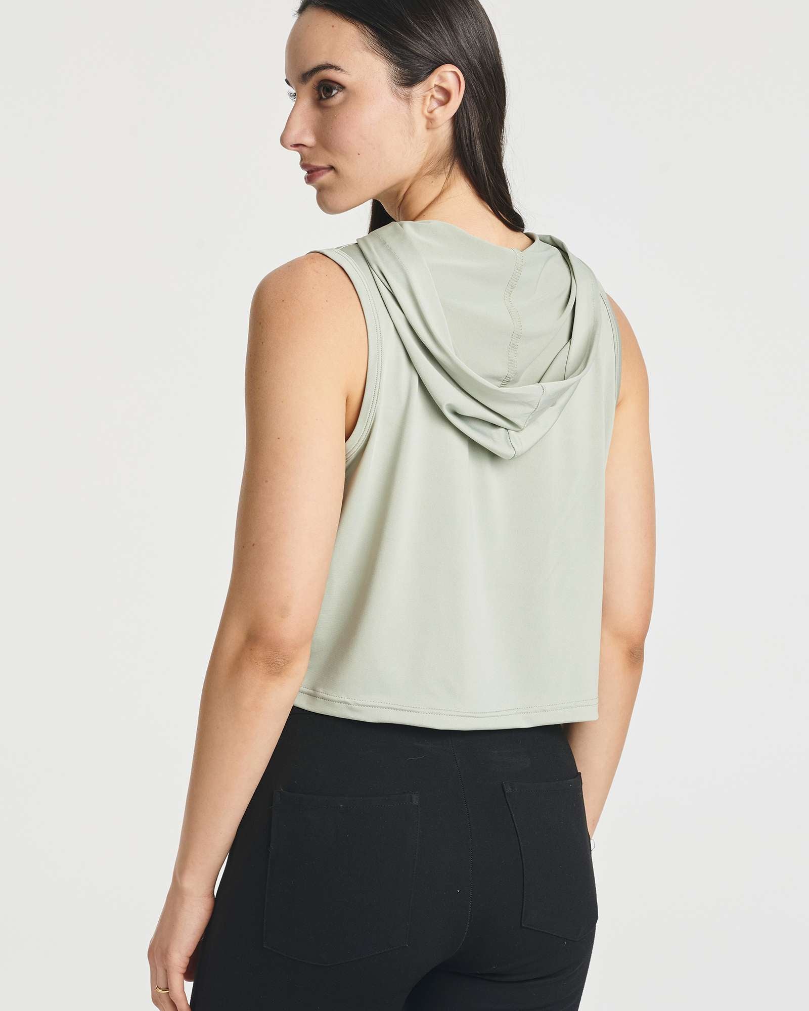 3 Pack: Women's Sleeveless Cropped Tank Top Hoodie