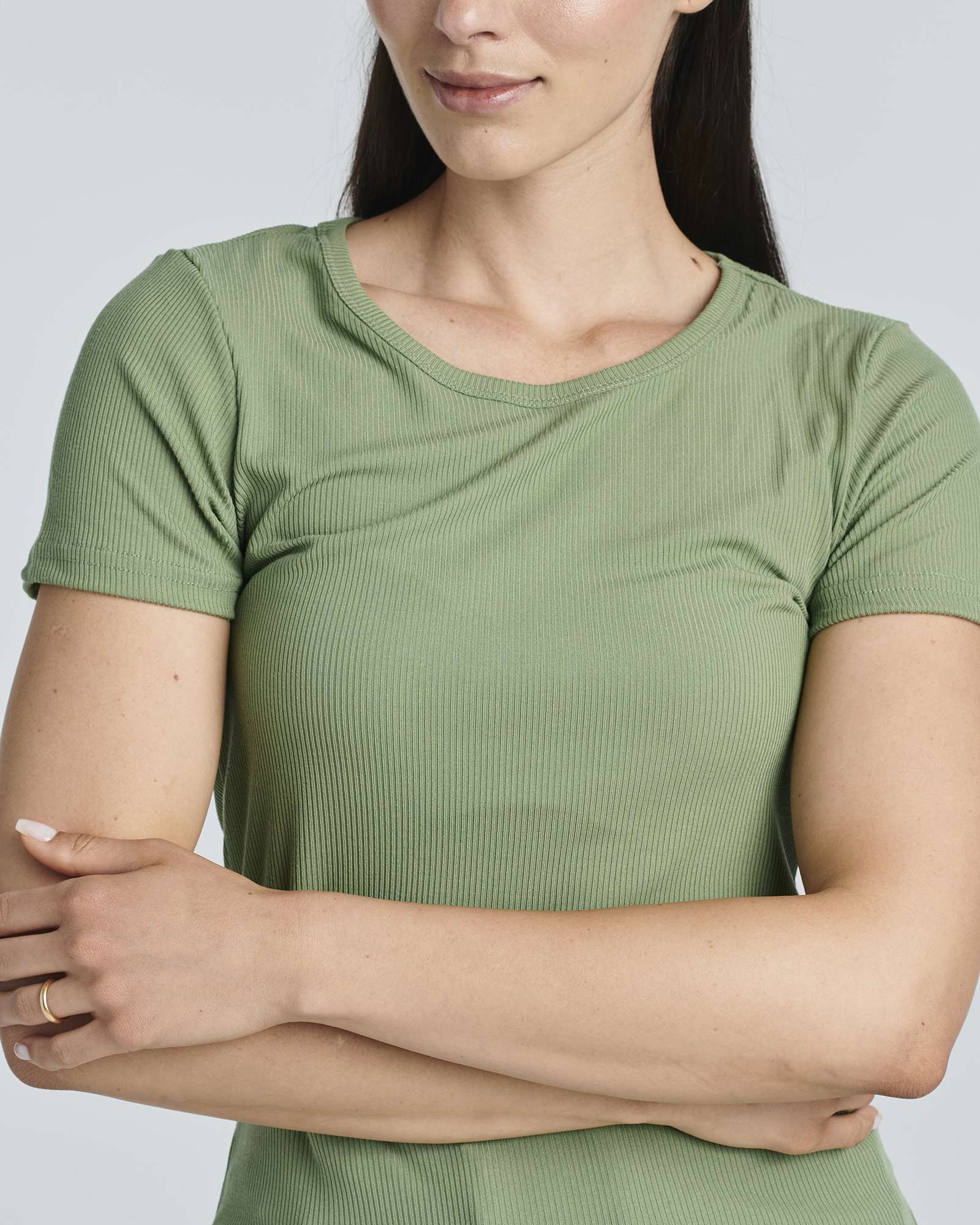 4 Pack: Women's Ribbed Knit Short Sleeve T-Shirt (Available in Plus)