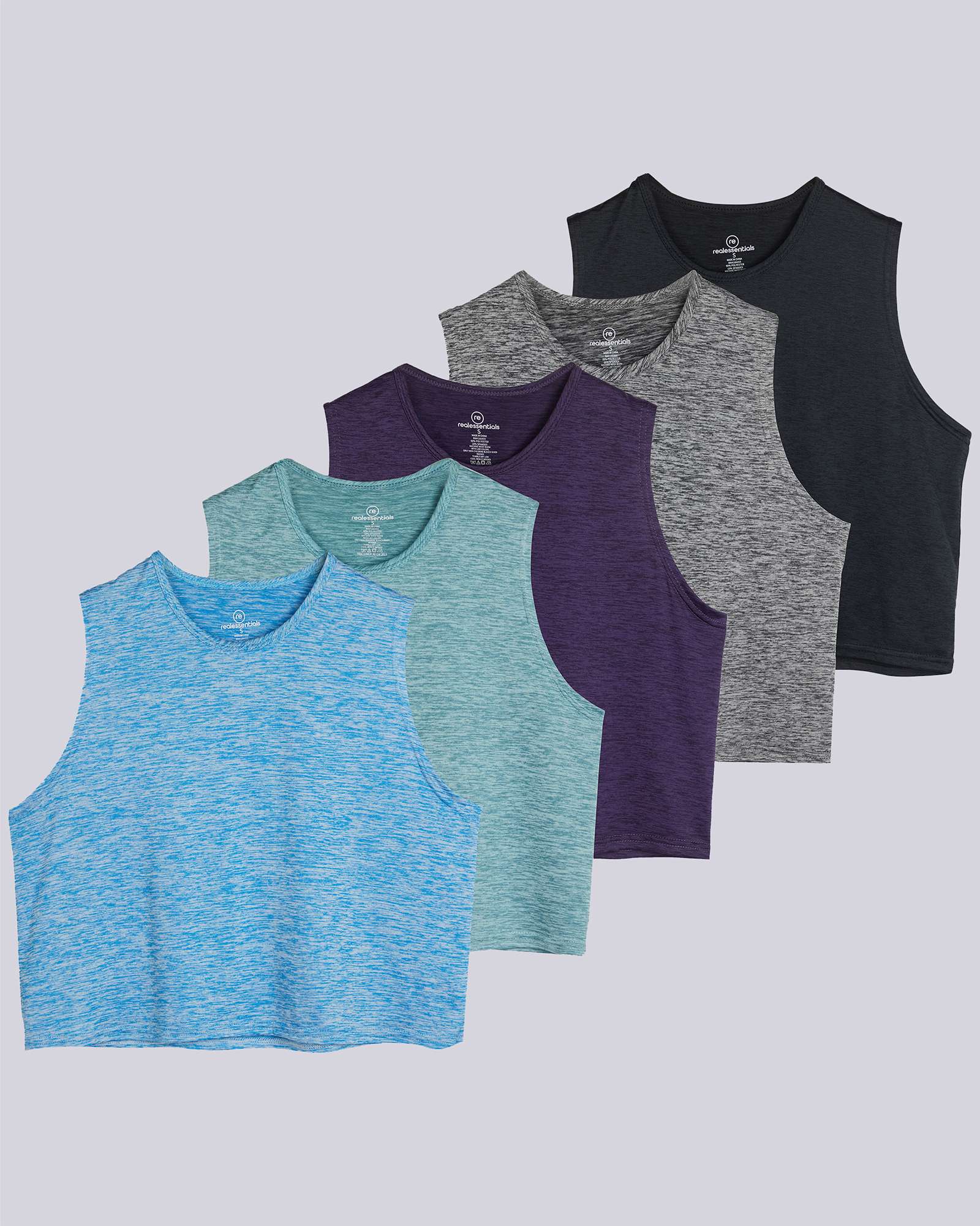 5 Pack: Women's Dry Fit Crop Tank Top