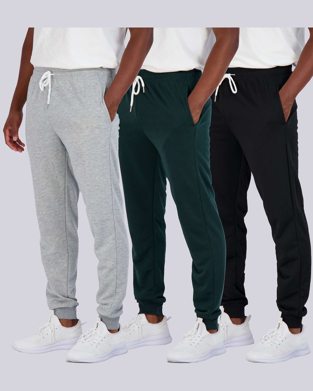 3 Pack: Mens French Terry Casual Jogger Sweatpants