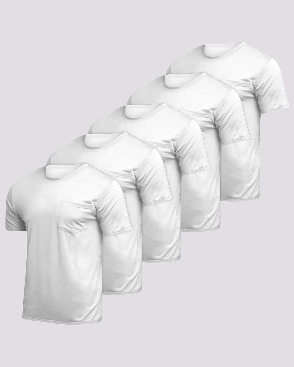 5 Pack: Boys & Girls  Youth Dry-Fit Moisture Wicking Active Athletic Performance Short-Sleeve Pocket T-Shirt