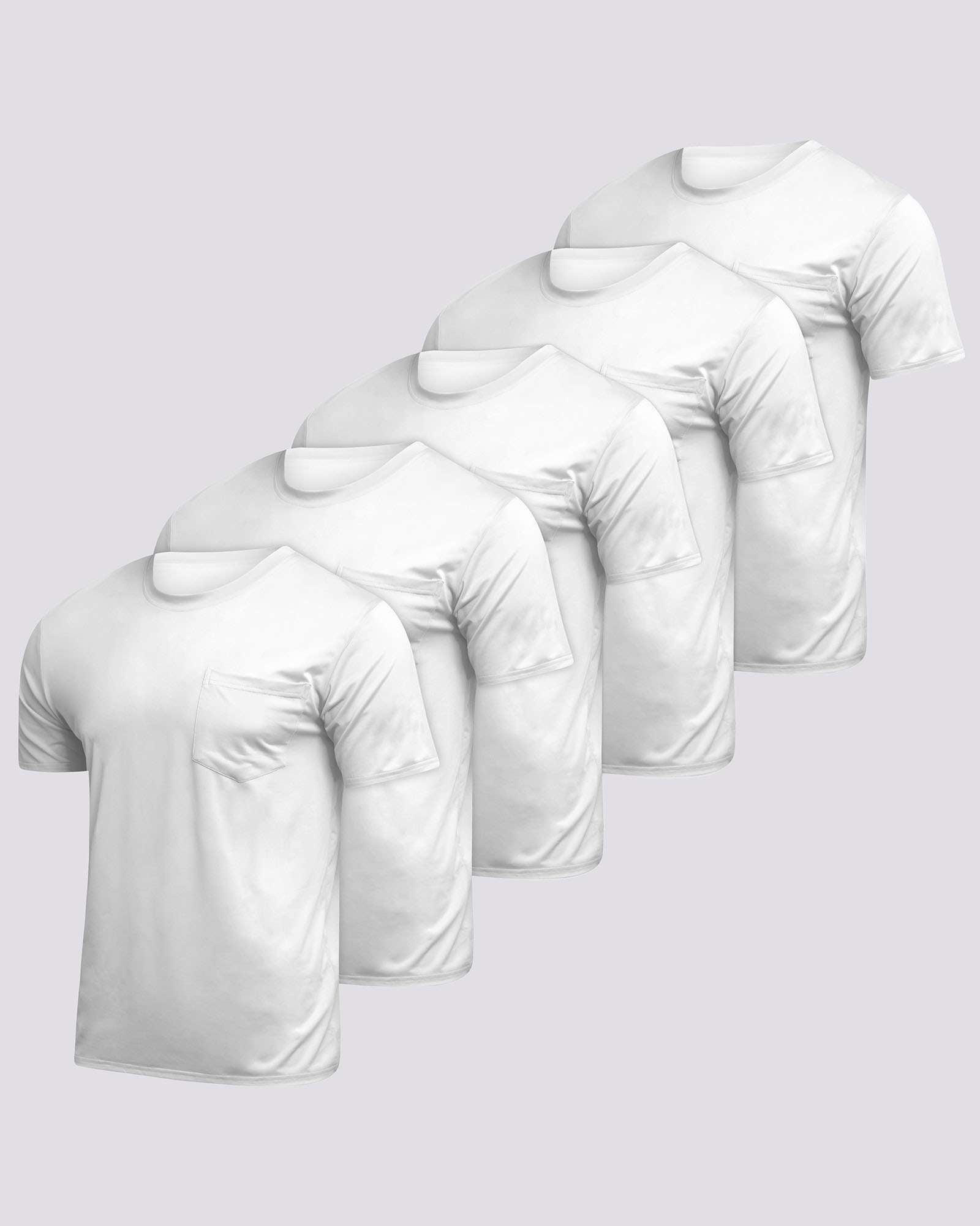 5 Pack: Boys & Girls  Youth Dry-Fit Moisture Wicking Active Athletic Performance Short-Sleeve Pocket T-Shirt