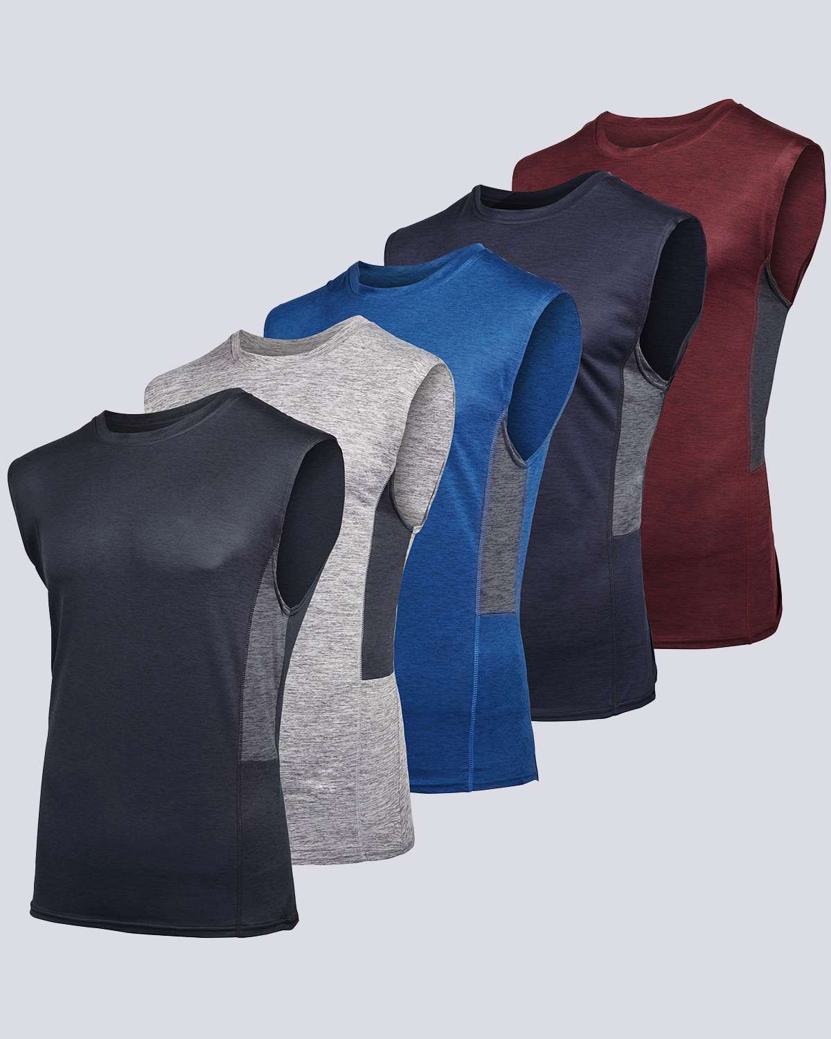 5 Pack: Mens Dry-Fit Active Tech Tank Top