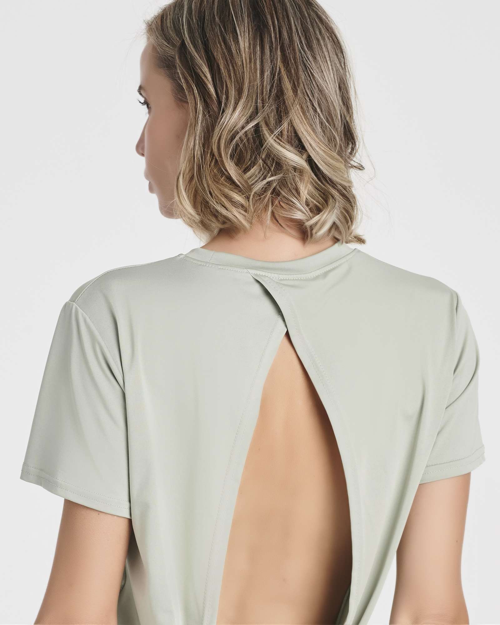 5 Pack: Women's Short Sleeve Open Back Tie Back Dry-Fit T-Shirt