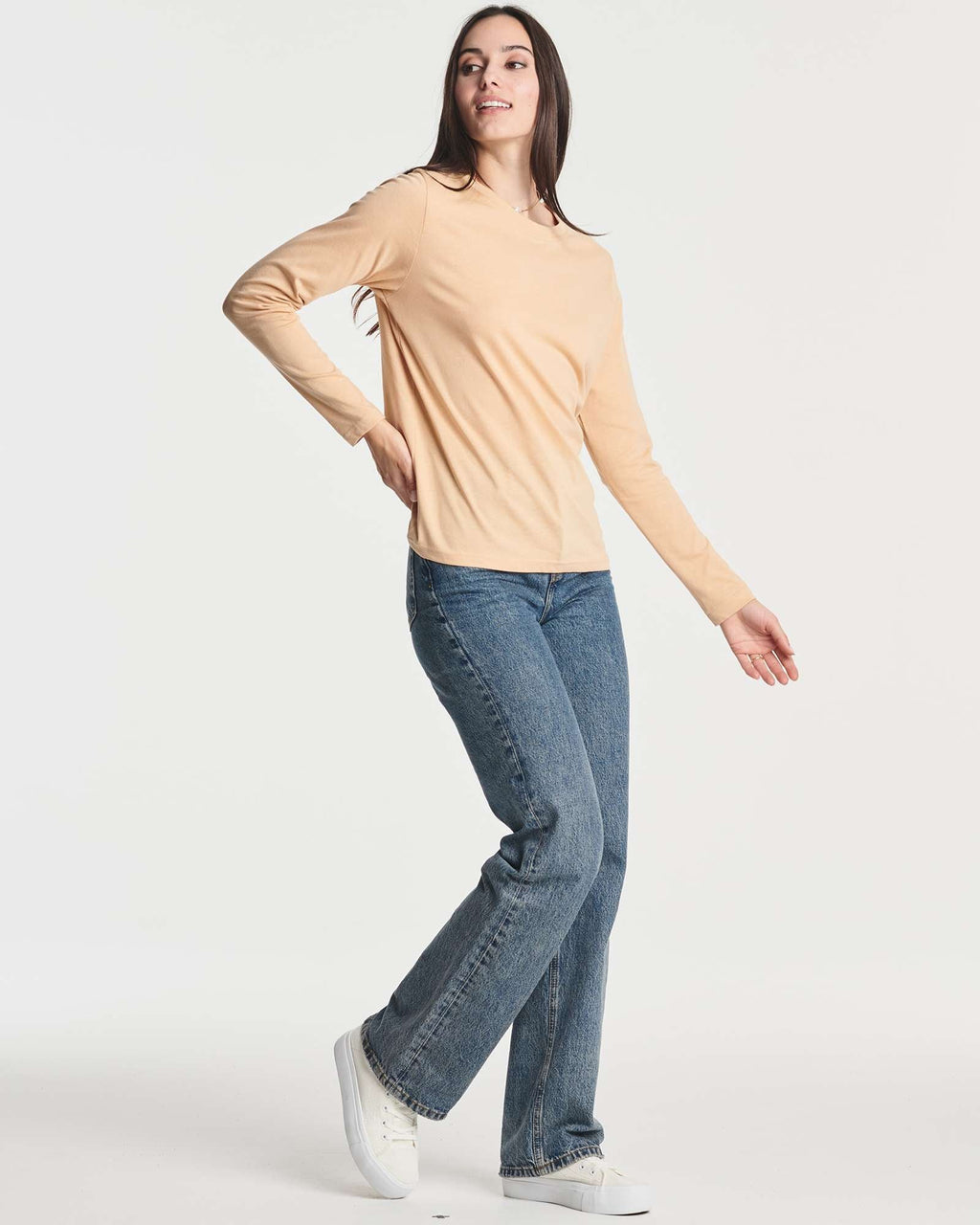 4 Pack: Women's Cotton Classic-Fit Long-Sleeve Crewneck T-Shirt (Available in Plus Size)