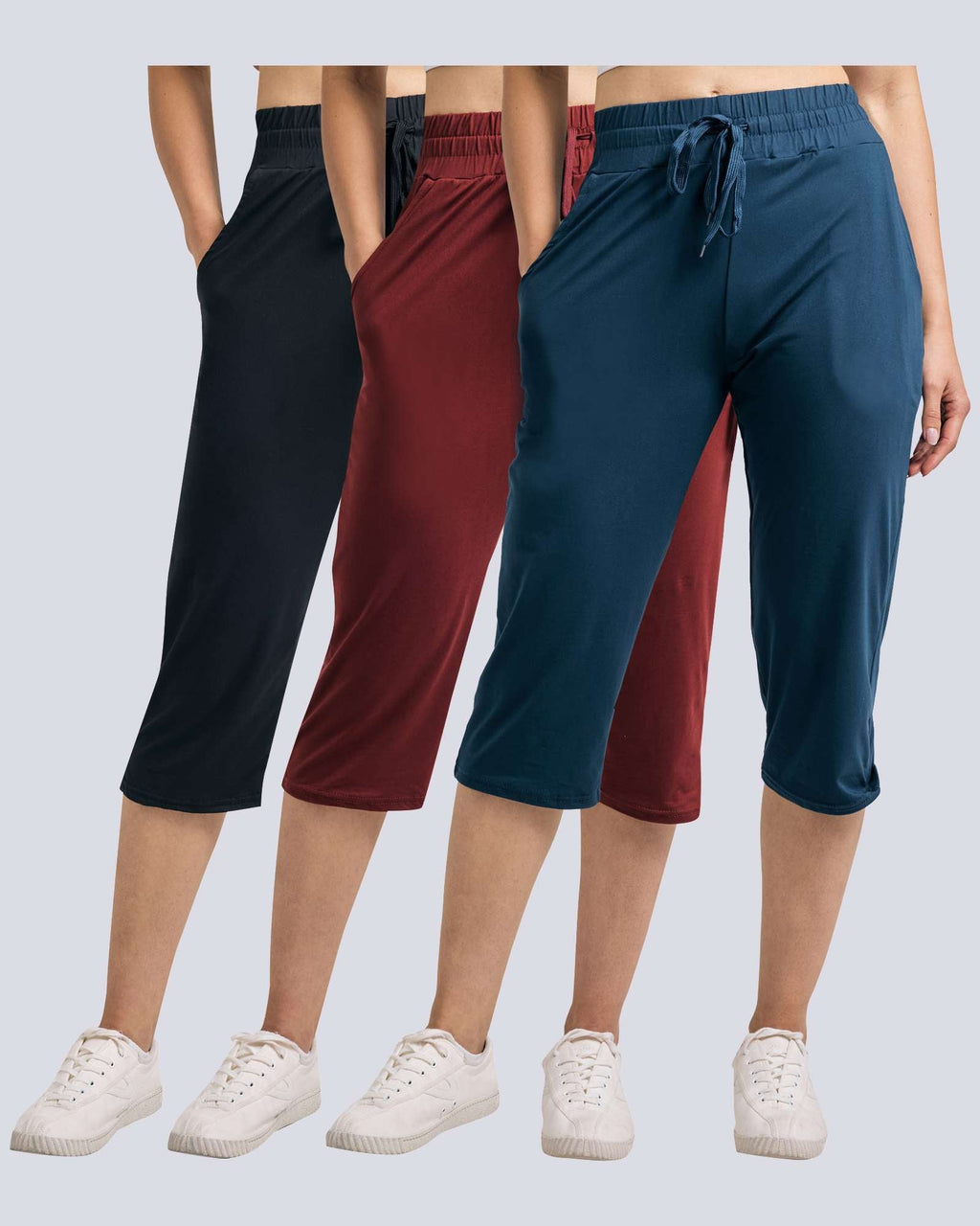 3 Pack: Women's Capri Open Bottom Sweatpants