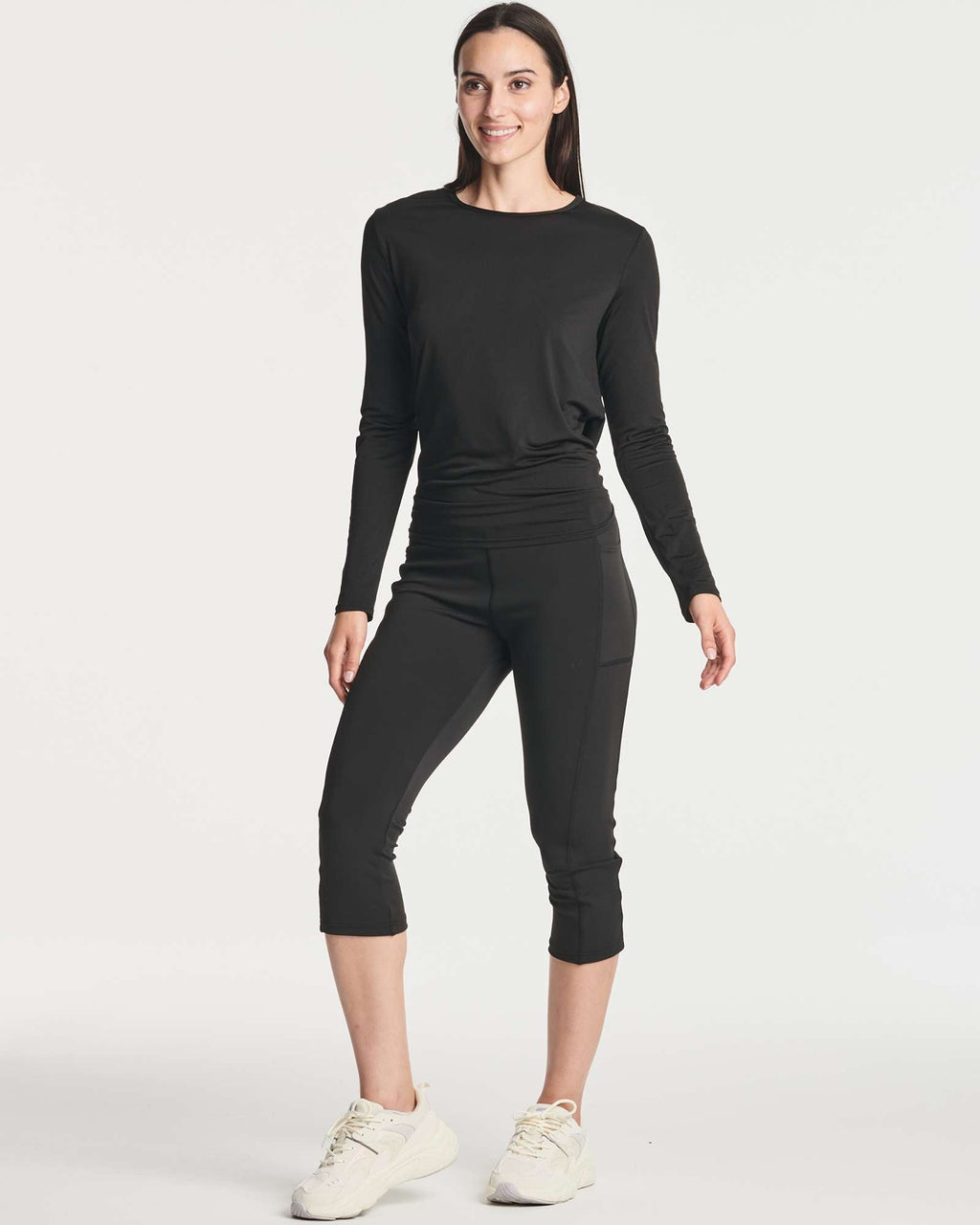 4 Pack: Women's Long-Sleeve Mesh Insert Tie Back Shirt (Available in Plus Size)