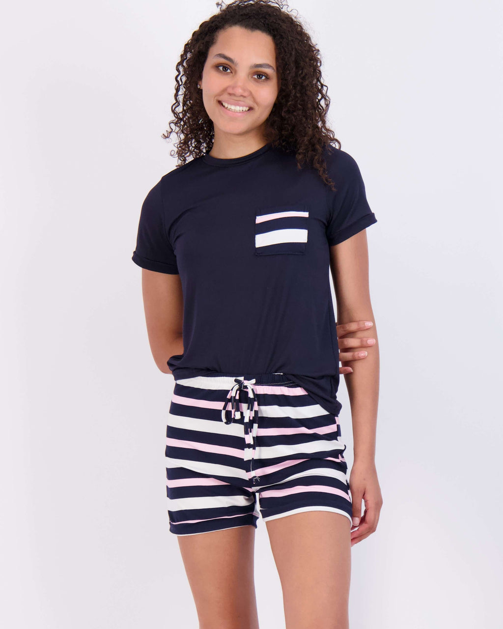 4 Piece: Womens Short Sleeve with Shorts Pajama Set
